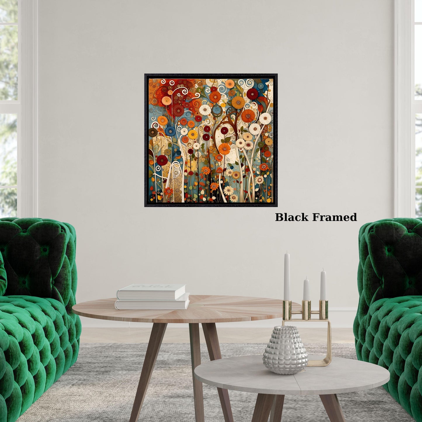 Flowers in the Garden by Gustav Klimt Canvas or Poster Print Famous Floral Painting Art Nouveau Exhibition Style Wall Art for Home Decor art