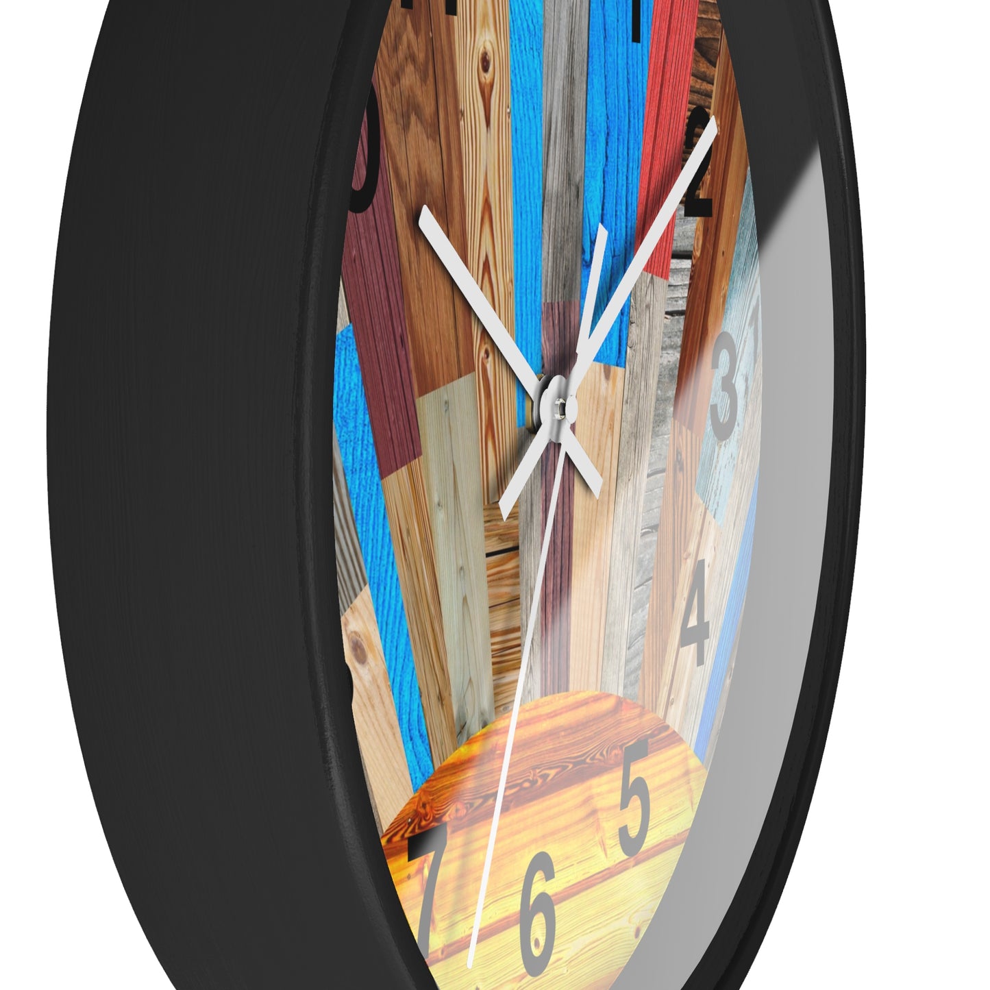 Sunrise Wood Planks Wall Clock | Colorful Rustic Sunburst