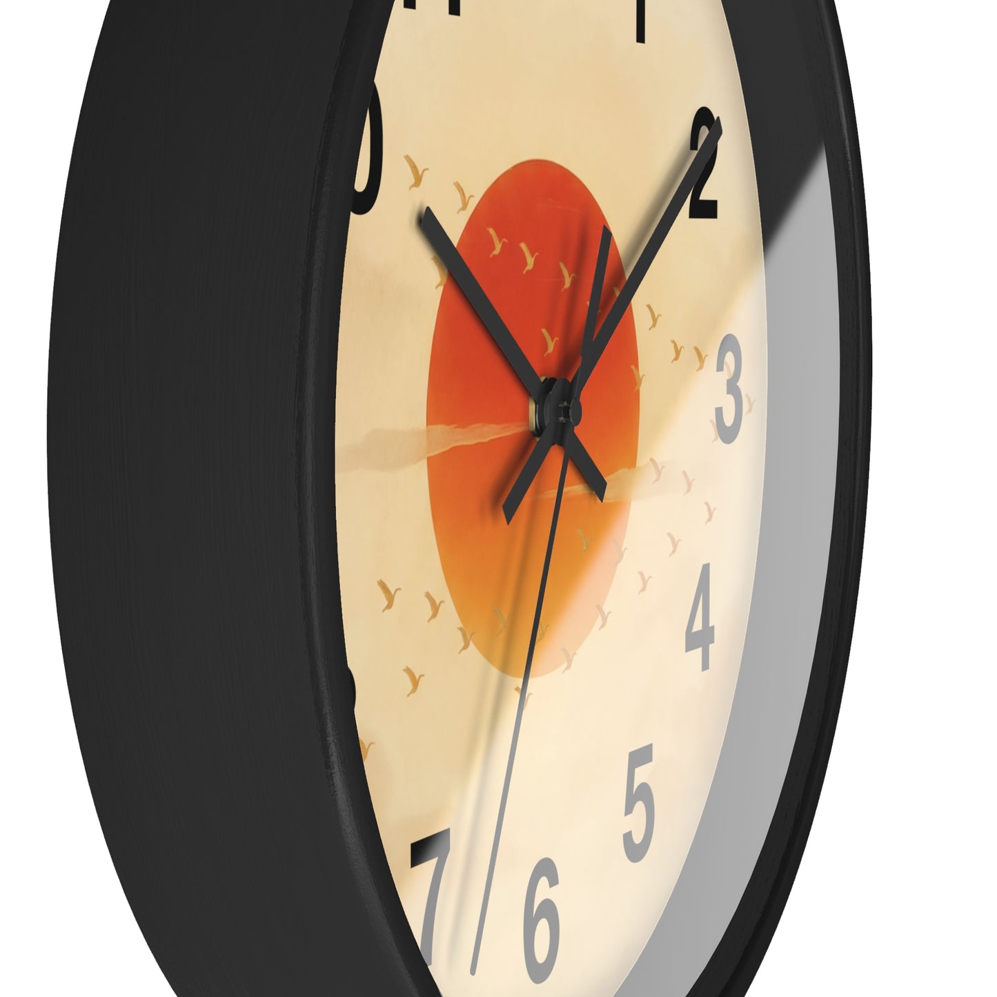 Sunset Sun with Flying Birds Wall Clock | Minimal Retro Sunrise Design