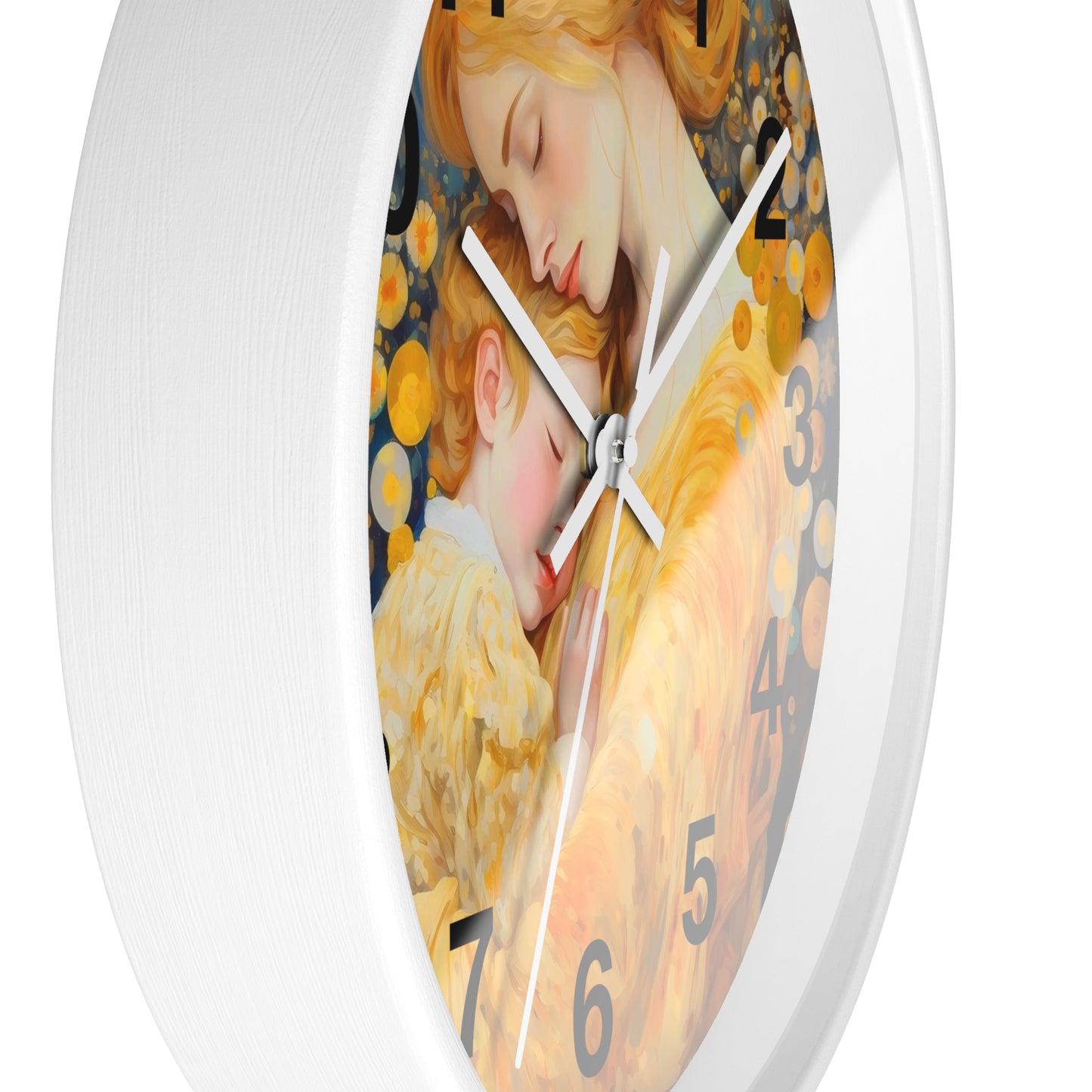 Mother and Child Illustration Wall Clock | Golden Art Nursery Decor