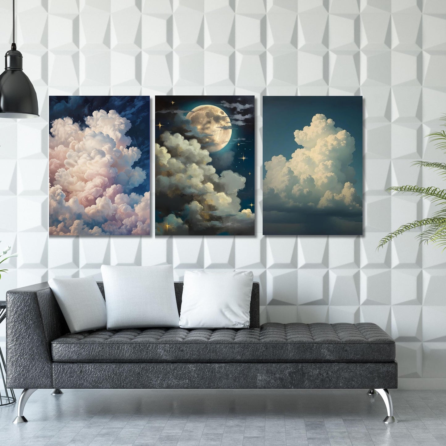 Set of 3 Dreamy Clouds Prints Cloud Poster, Minimalist Printable Wall Art, Japandi, Wall Art Over the Bed, Above Bed Decor, Bedroom Decor