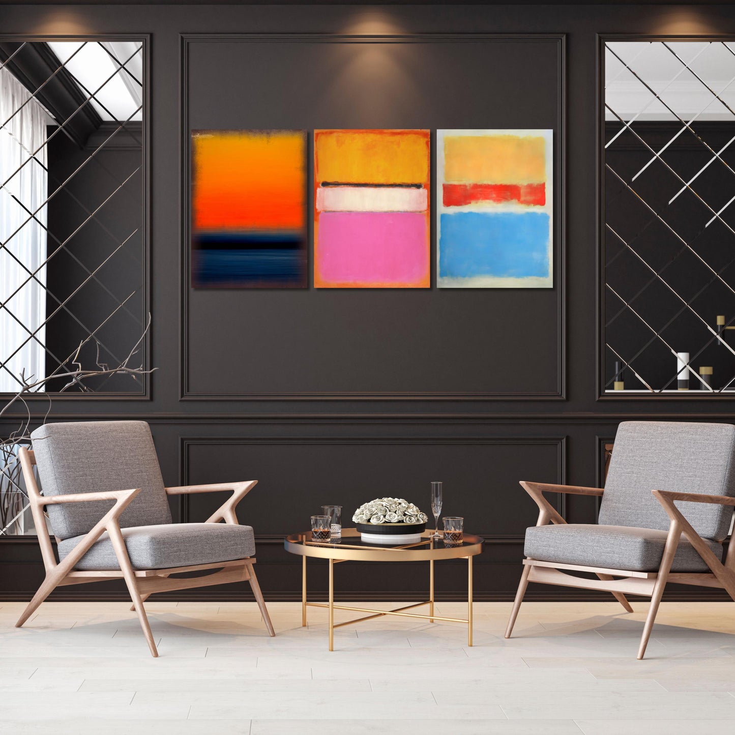 Set of 3 Rothko Style Abstract Canvas Prints: Minimalism Painting