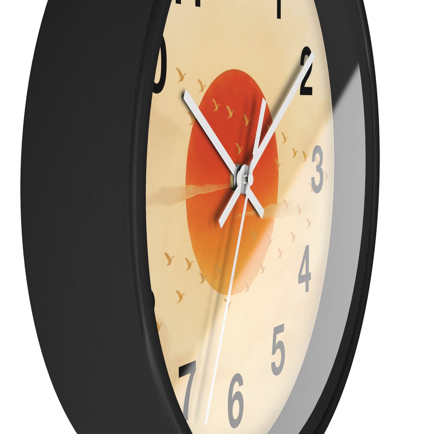Sunset Sun with Flying Birds Wall Clock | Minimal Retro Sunrise Design