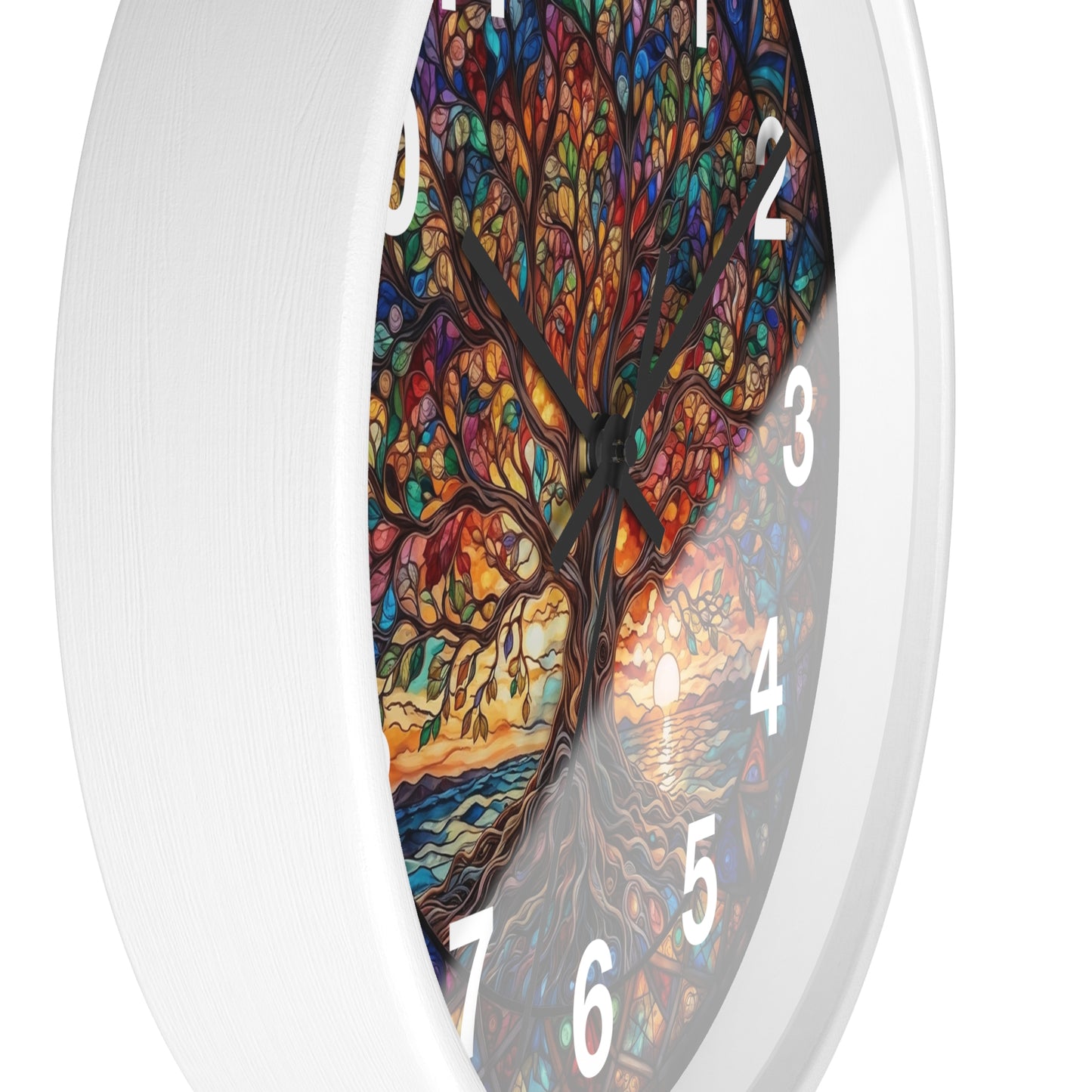 Stained Glass Tree of Life Wall Clock | Colorful Sunset Decor