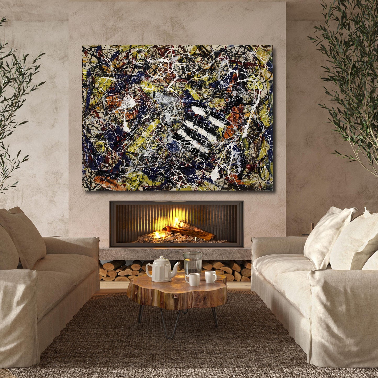 Jackson Pollock Number 17A Canvas Print, Abstract Expressionist Wall Art