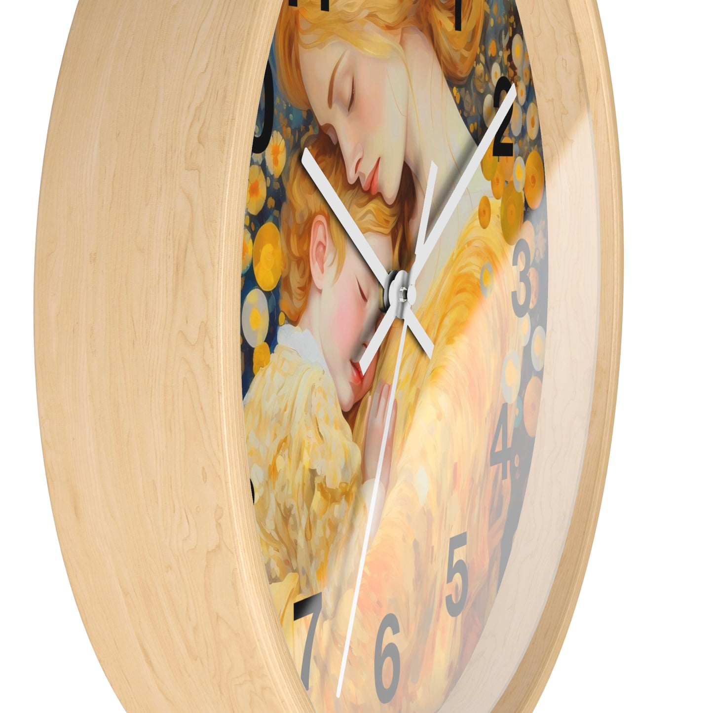 Mother and Child Illustration Wall Clock | Golden Art Nursery Decor