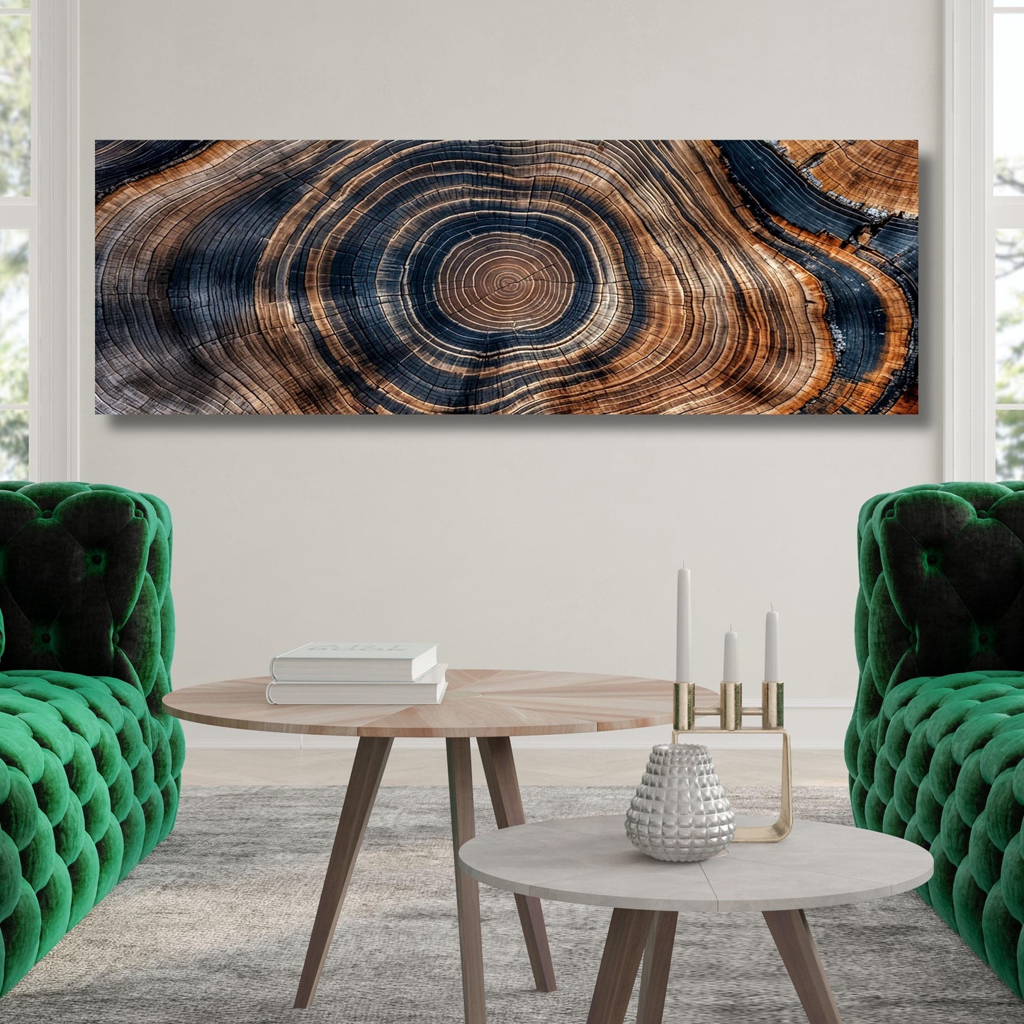 Panoramic Tree Rings Canvas Wall Art Elegant Natural Wall Art Great Design Solution for Echo Tree Ring Print of stump, Tree ring Canvas art