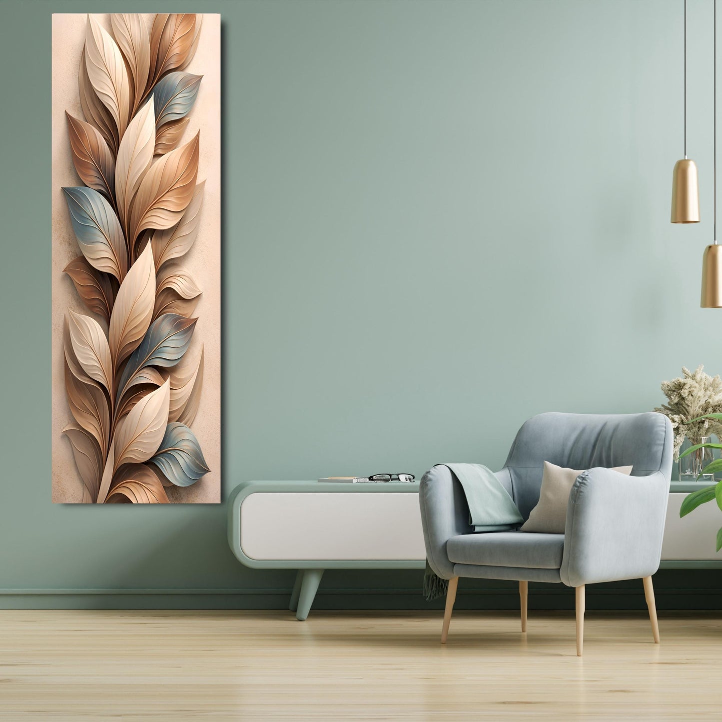 Long Narrow Canvas Wall Art Vertical Nature Print Tall Modern sun Tree or Mountain Wall Decor for Hallway,Entryway Small Space Styling Print