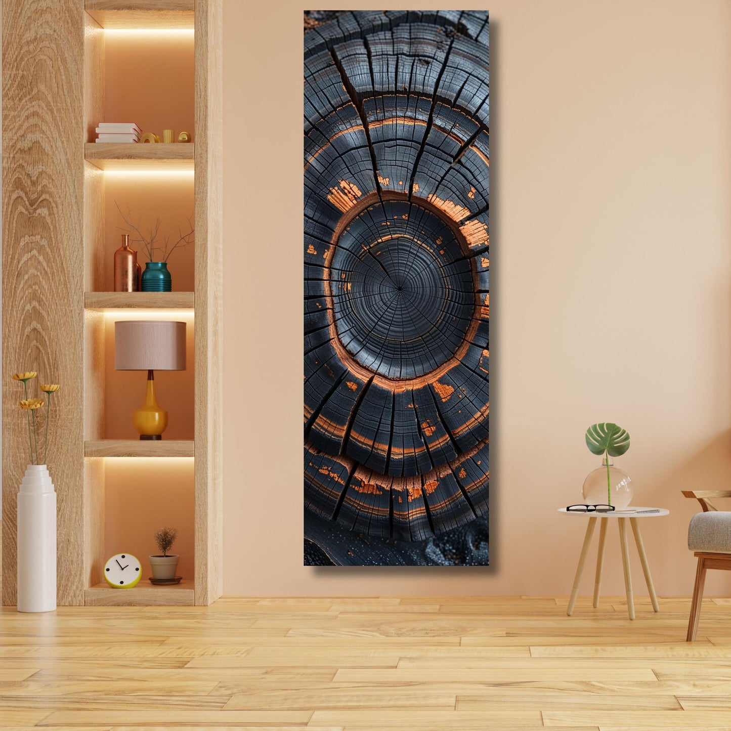 Long Narrow Tree Rings Canvas Wall Art Elegant Natural Wall Art Great Design  Echo Tree Ring Print of stump, Tall and Thin Canvas art print