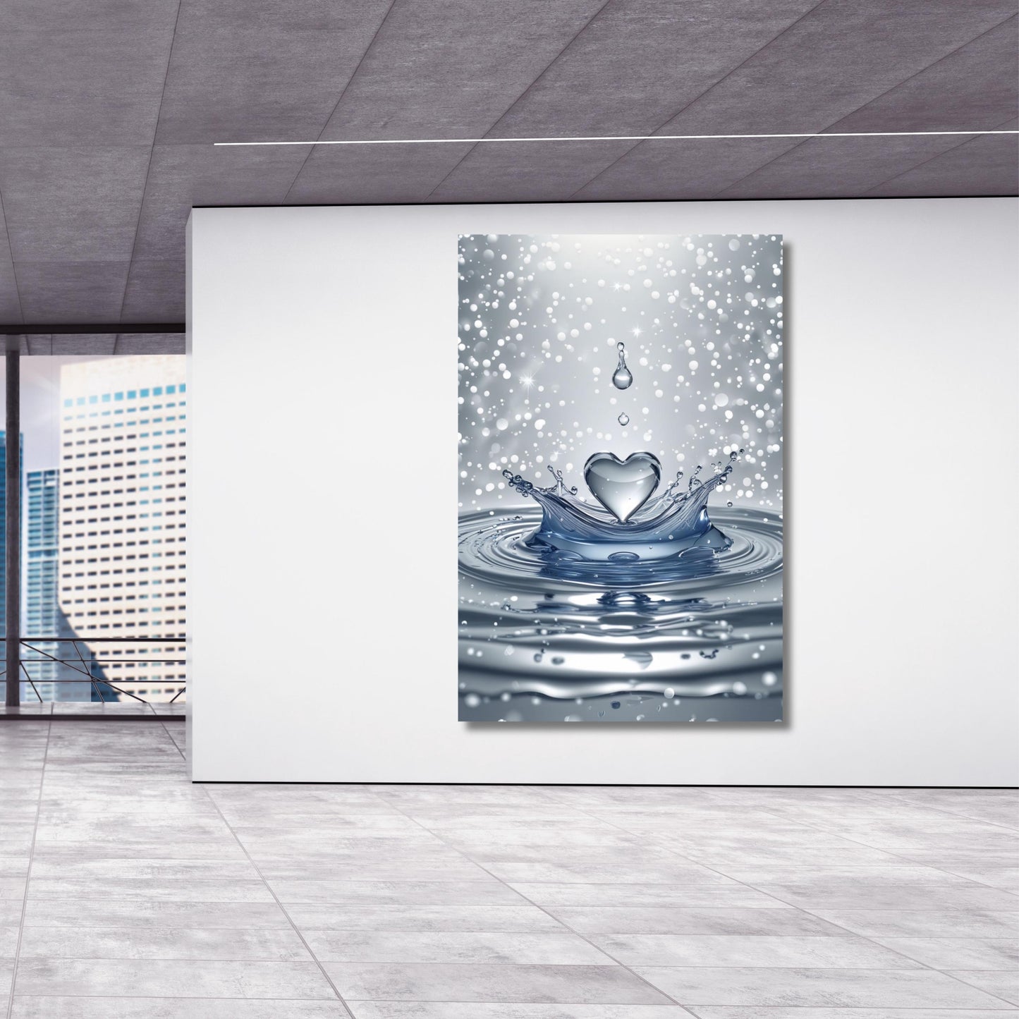 Heart Drop Splash Canvas Wall Art Romantic Bathroom Print – Water Ripple Landscape – Relaxing Spa Decor for Home, Bath or Gift Ready to hang
