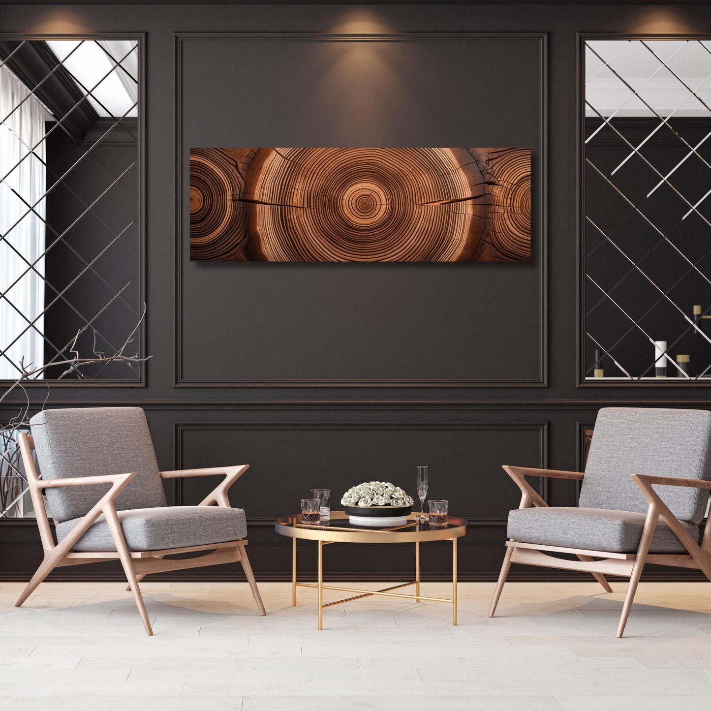 Panoramic Tree Ring Canvas Art: Elegant Natural Home Decor