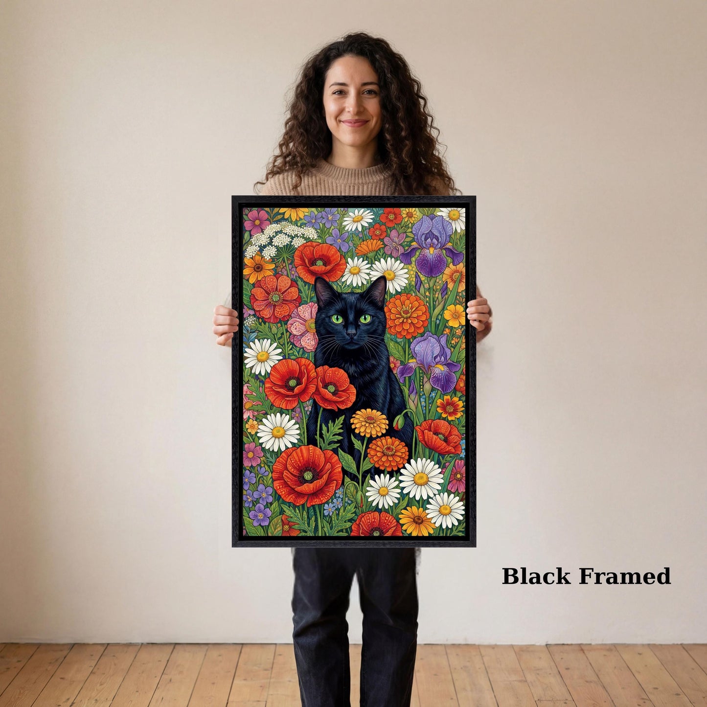 Klimt Style Cat Canvas Wall Art – Golden Art Nouveau Animal Decor Print