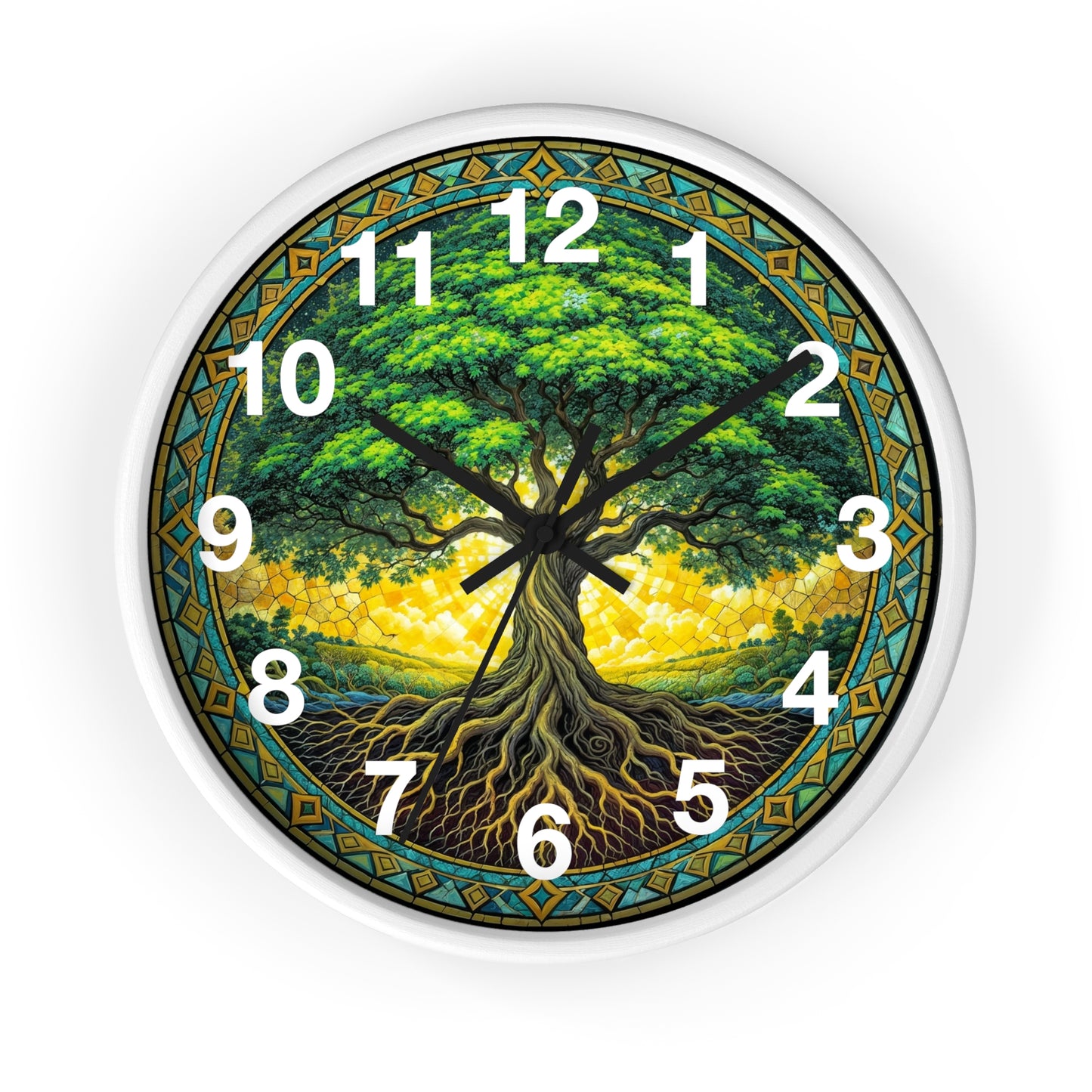 Stained Glass Tree of Life Wall Clock | Colorful Sunset Decor