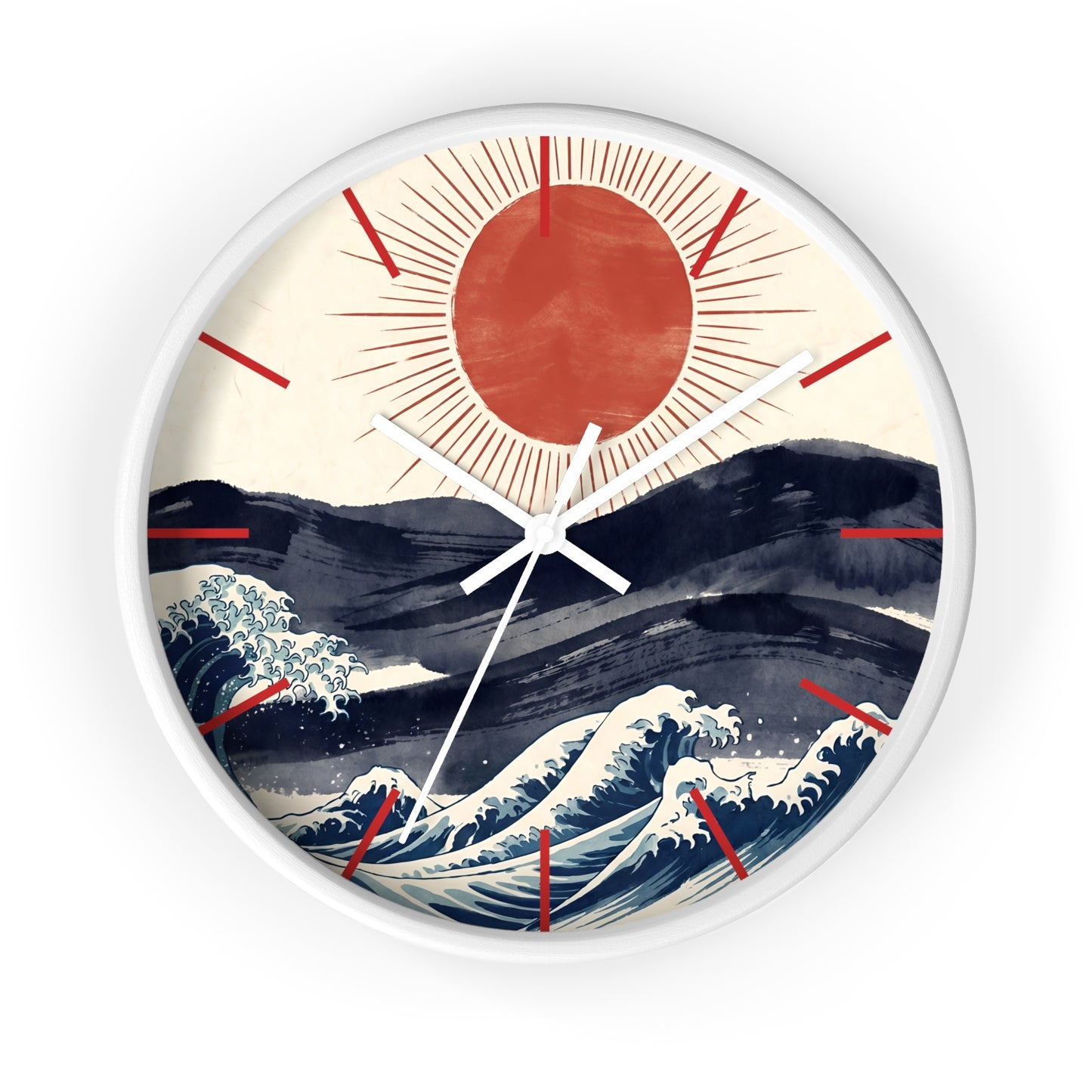 Japanese Wave Sunrise Wall Clock | Coastal Zen Ocean Art Clock