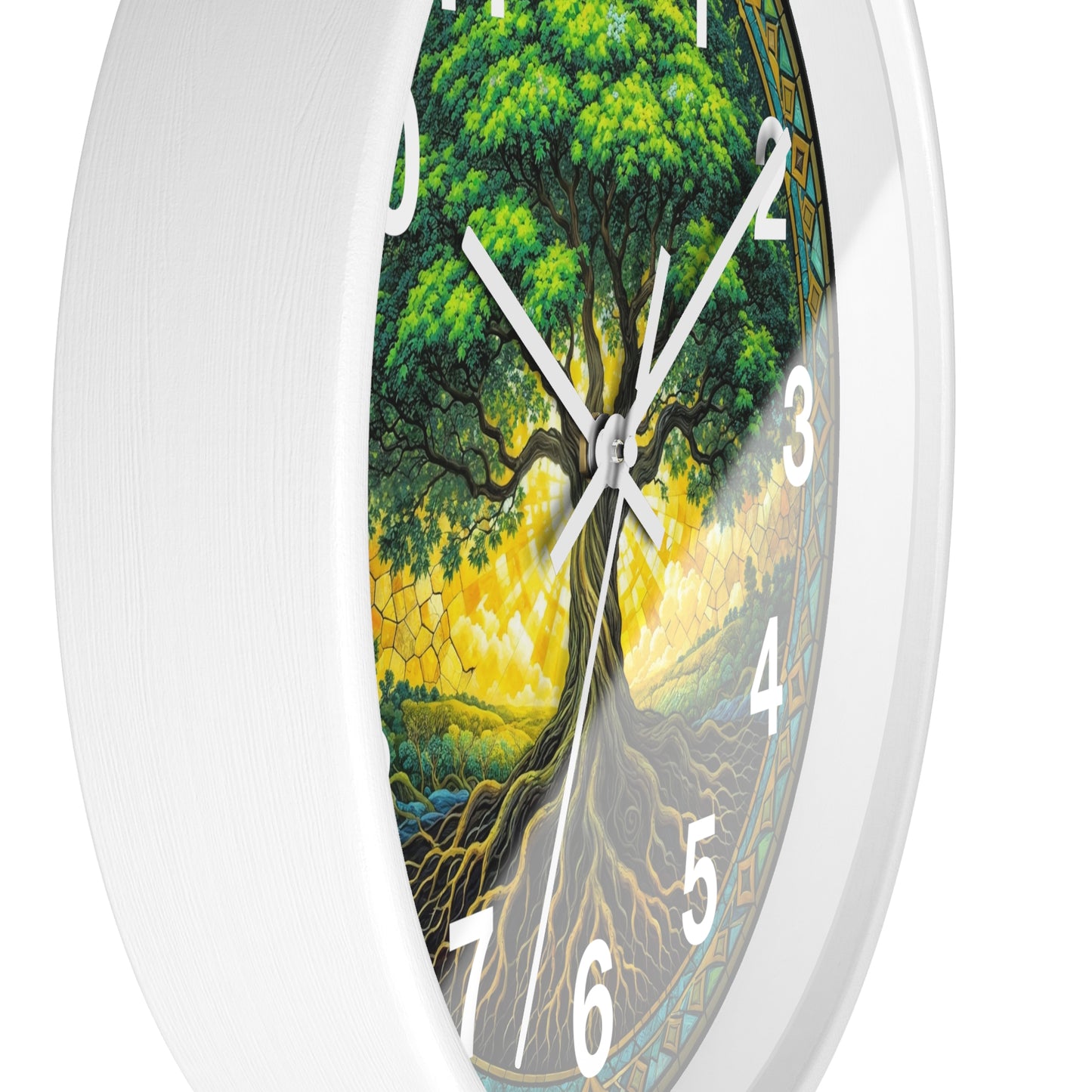 Stained Glass Tree of Life Wall Clock | Colorful Sunset Decor