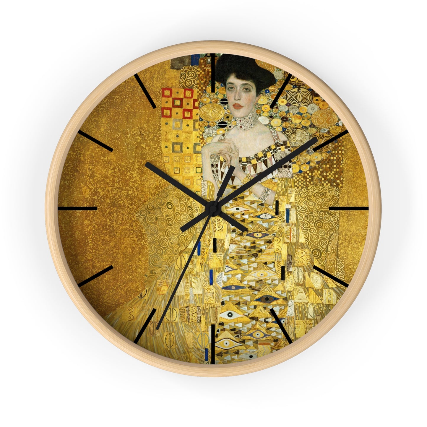 Gustav Klimt Portrait of Adele Bloch-Bauer Wall Clock | Golden Art Clock