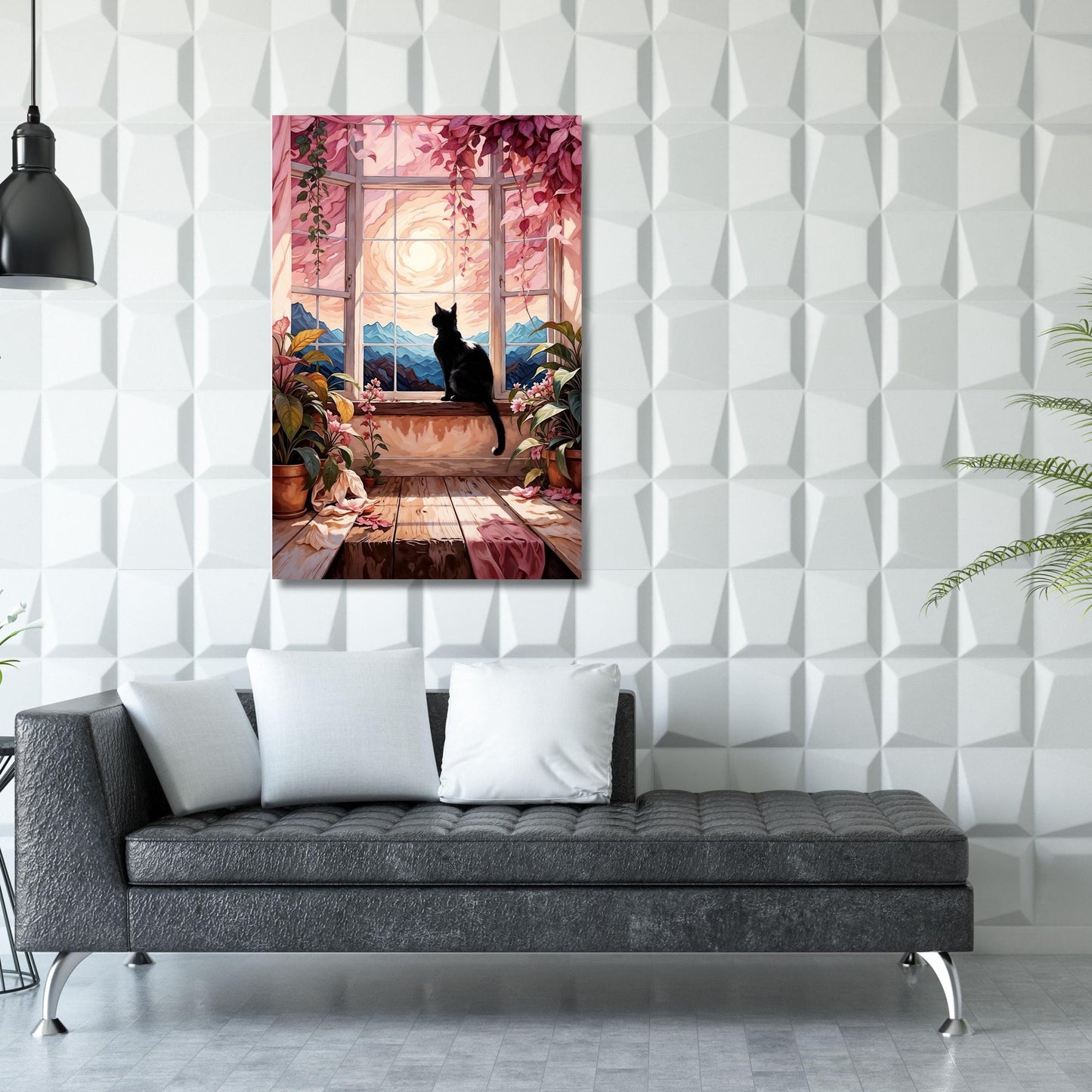 Cat Open Window Henri Matisse Canvas Wall Art Henri Matisse and Cat Klimt Style Painting Sea Orange   Matisse Window Cat Canvas decor art