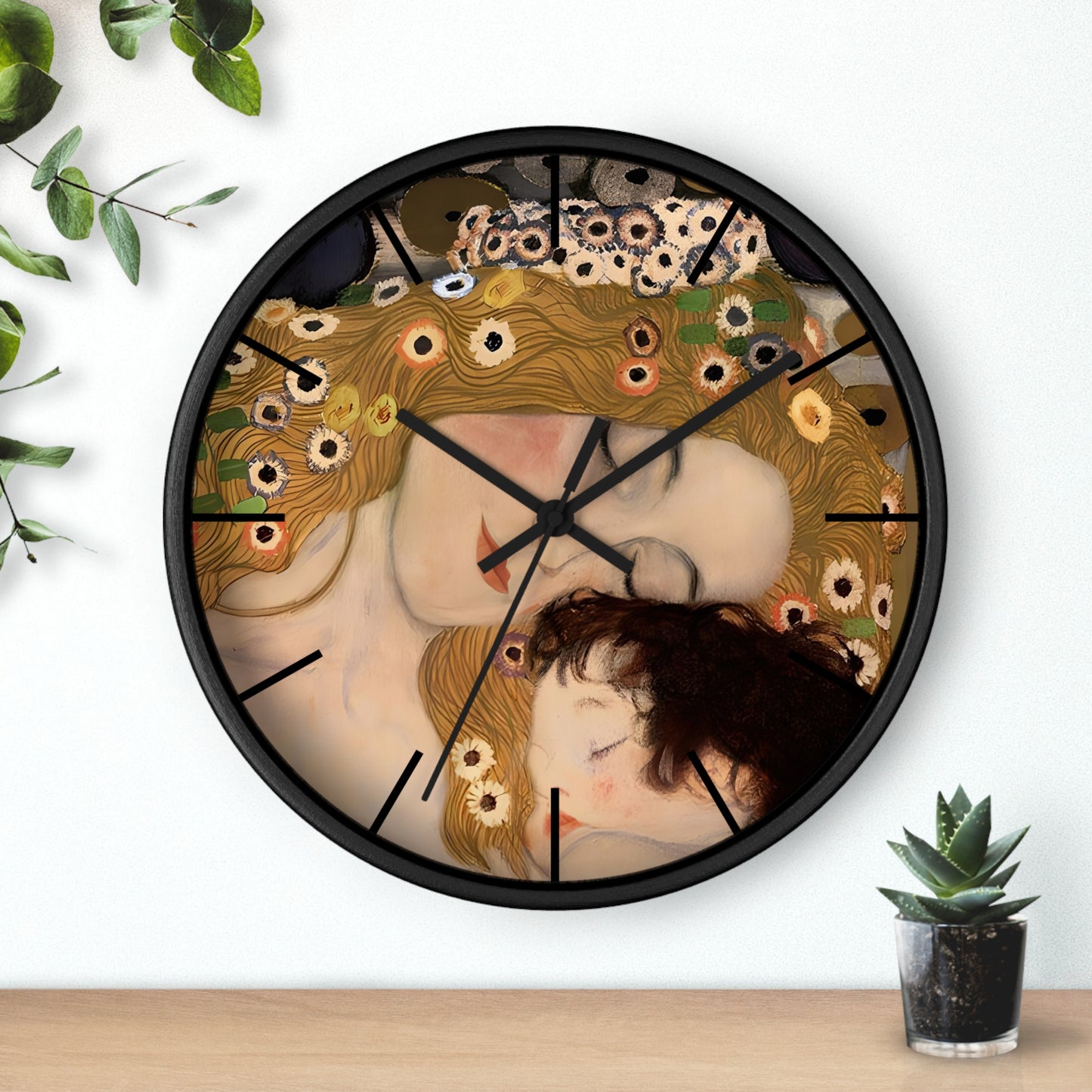 Mother and Child Art Wall Clock | Gustav Klimt Inspired Nursery Decor