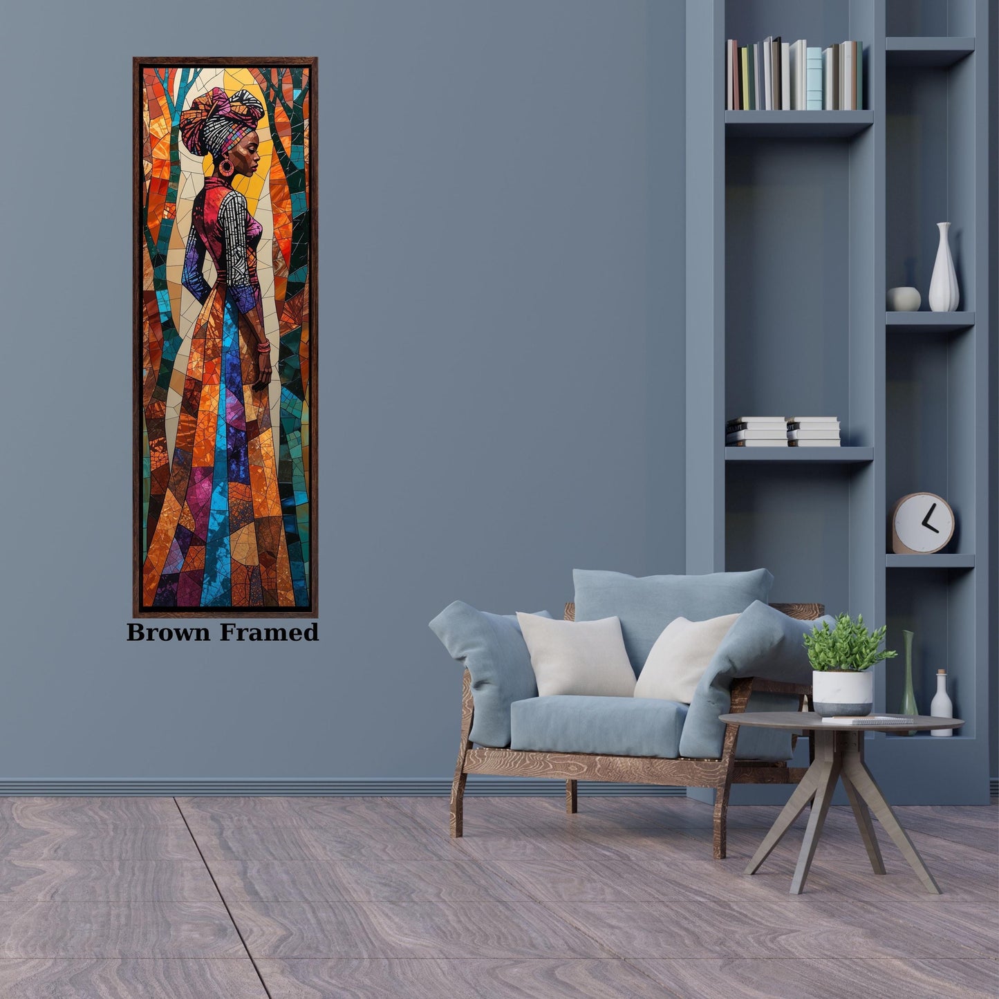 African Long Narrow Wall Art, Large African Canvas Wall Art, Modern Home Decor, Ethnic Interior Design, Vertical Wall Hangings