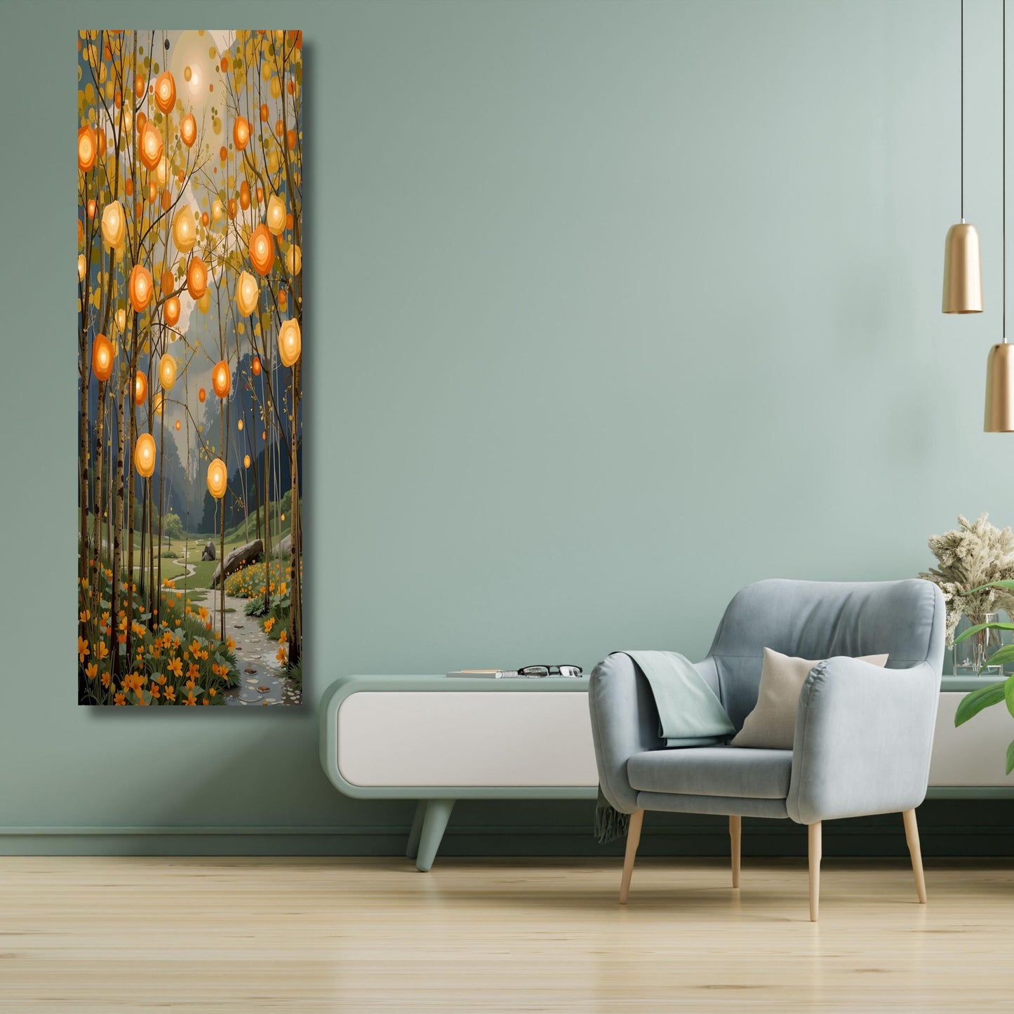 Vertical Canvas Print: Modern Tree, Hallway Nature Art