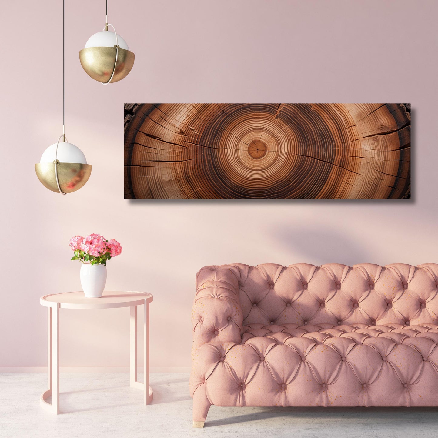 Panoramic Tree Ring Canvas Art: Elegant Natural Home Decor
