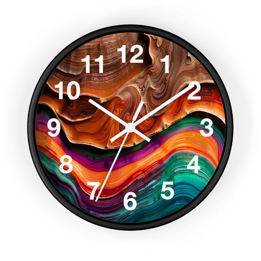Abstract Swirl Art Wall Clock | Colorful Fluid Waves, Modern Home Decor Resin Art Style