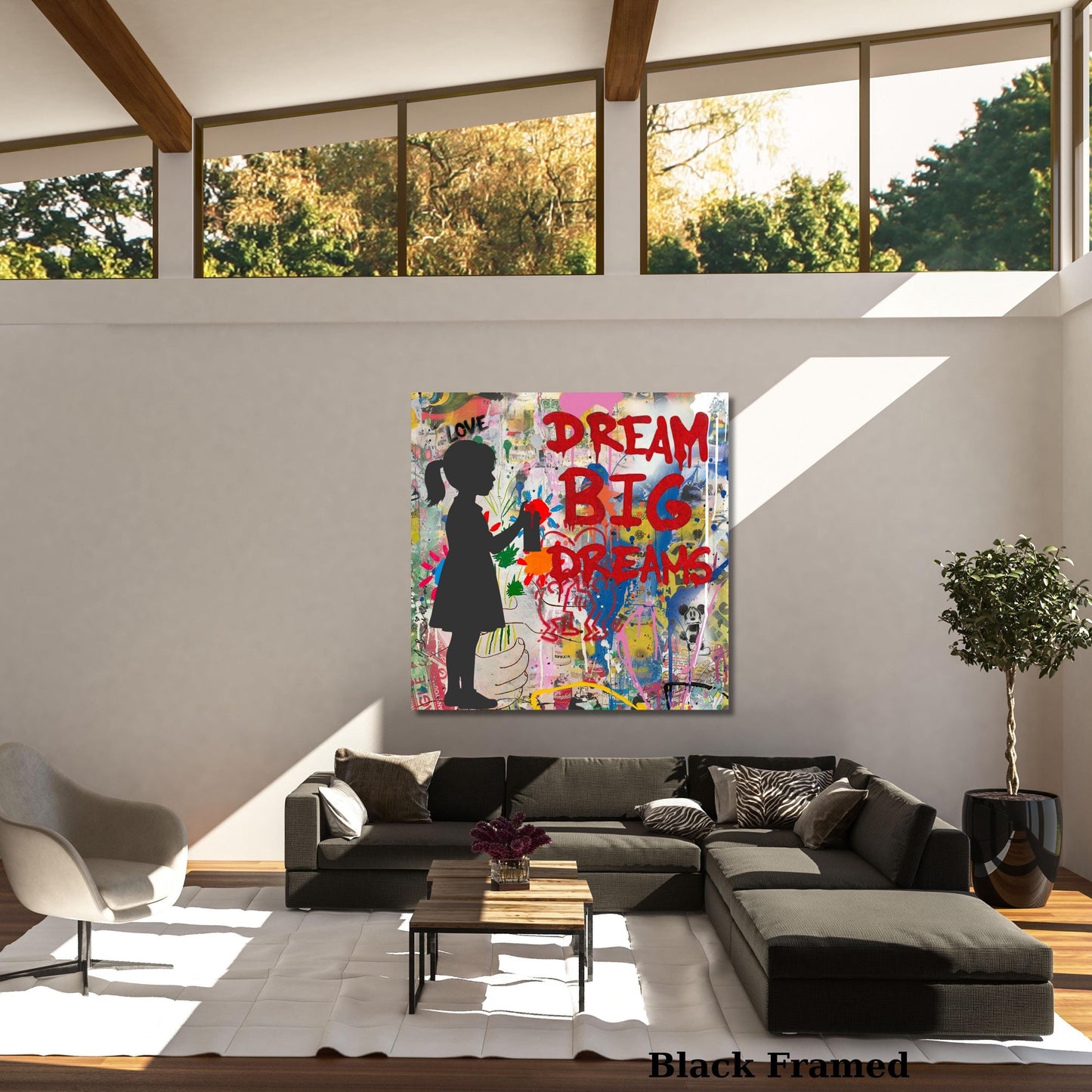 Banksy Dream Big Girl Canvas Wall Art, Graffiti Street Art Print, Framed Banksy Poster, Urban Modern Wall Decor, Wall Hangings art