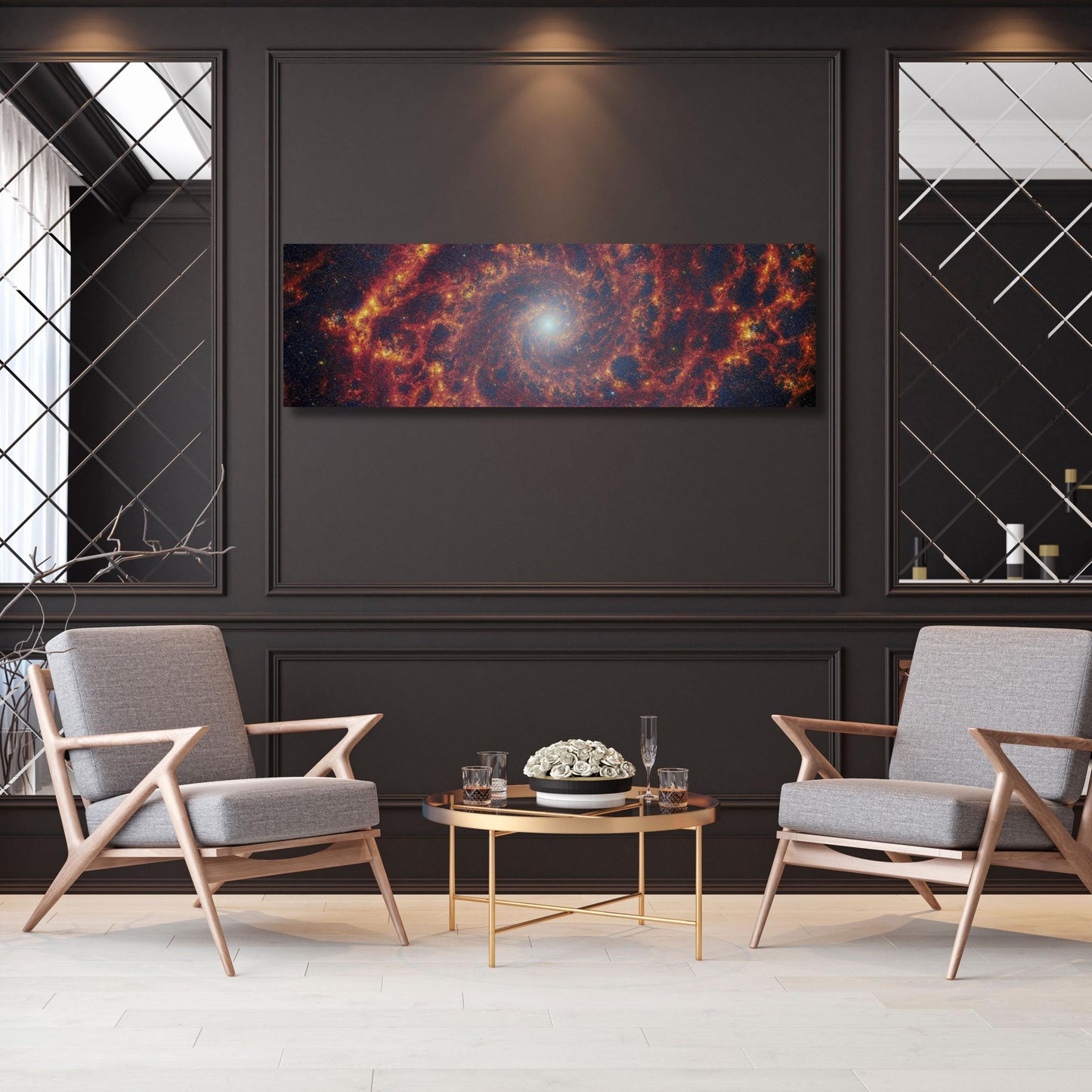 Panoramic Catching the edge of the phantom galaxy Canvas Wall Art NASA NIRCam and MIRI Canvas art NASA Photo canvas