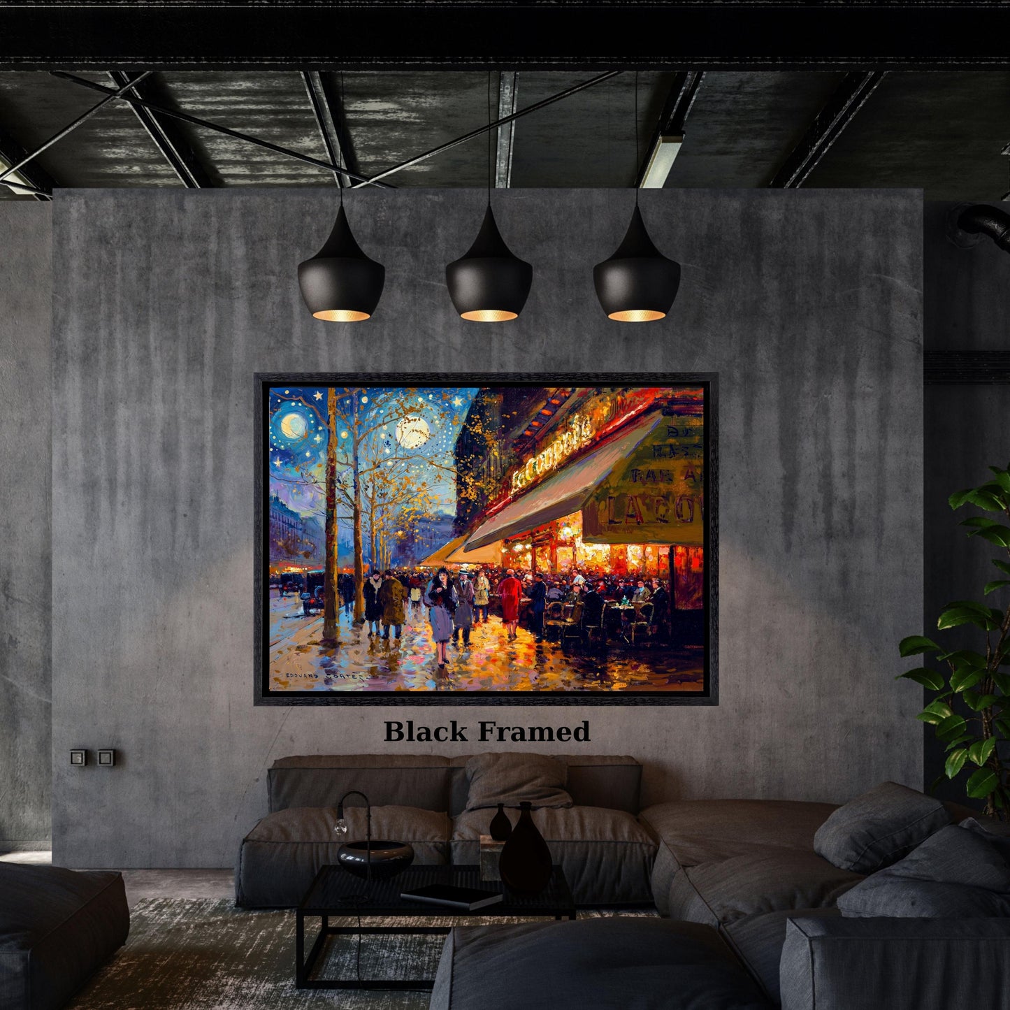 Edouard Leon Cortes Style Paris Meets Van Gogh Style Starry Night Canvas Wall Art
