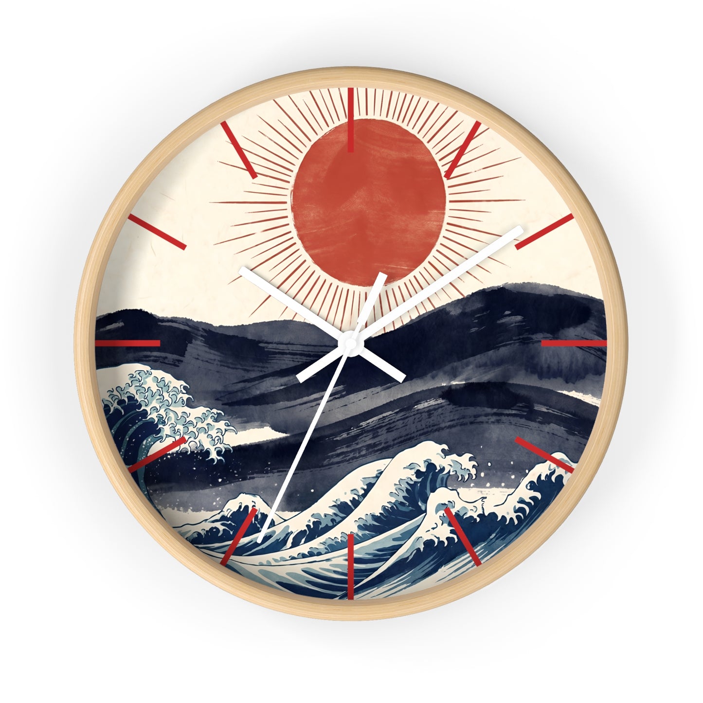 Japanese Wave Sunrise Wall Clock | Coastal Zen Ocean Art Clock