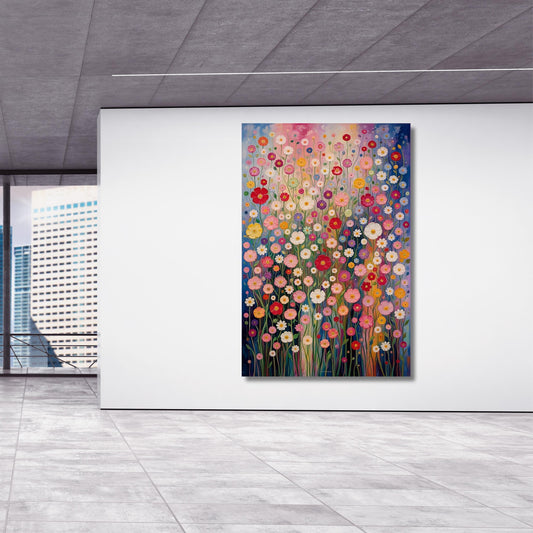 Gustav Klimt Vertical Floral Wall Art,Flower Garden Canvas Print, Mid Century Botanical Art, Klimt Museum Poster, Art Nouveau Decor Gift art