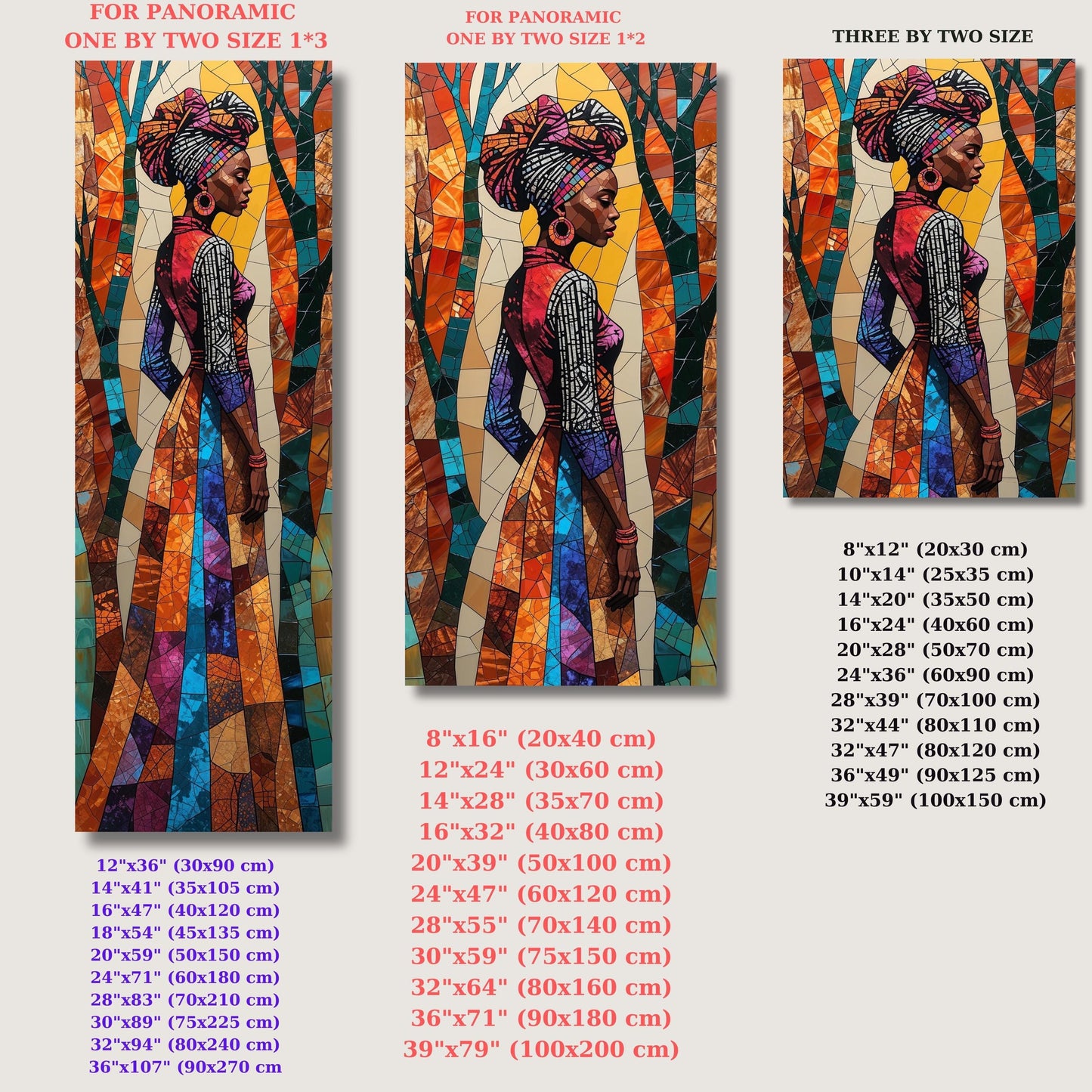 African Long Narrow Wall Art, Large African Canvas Wall Art, Modern Home Decor, Ethnic Interior Design, Vertical Wall Hangings