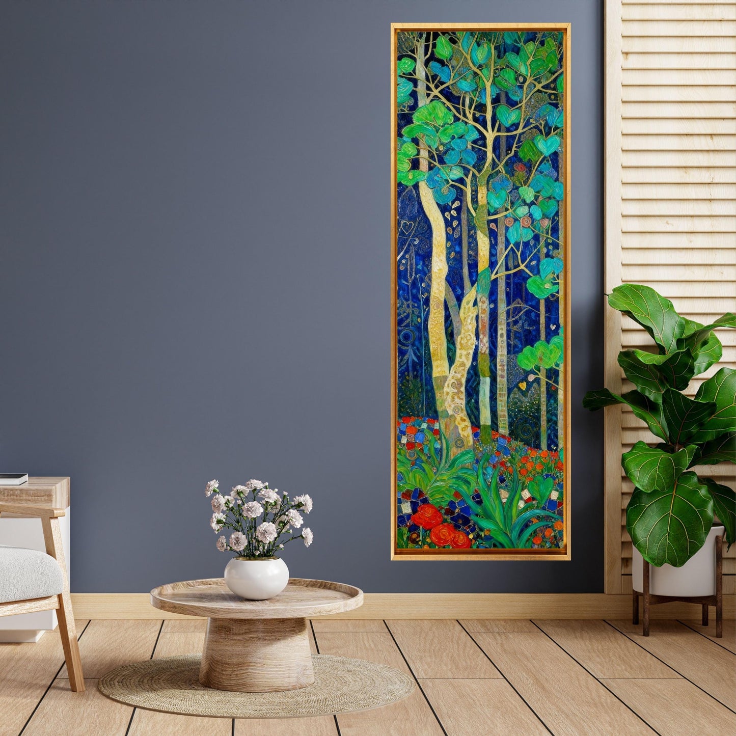 Long Narrow Canvas Wall Art Vertical Nature Print Tall Modern sun Tree or Mountain Wall Decor for Hallway,Entryway Small Space Styling Print