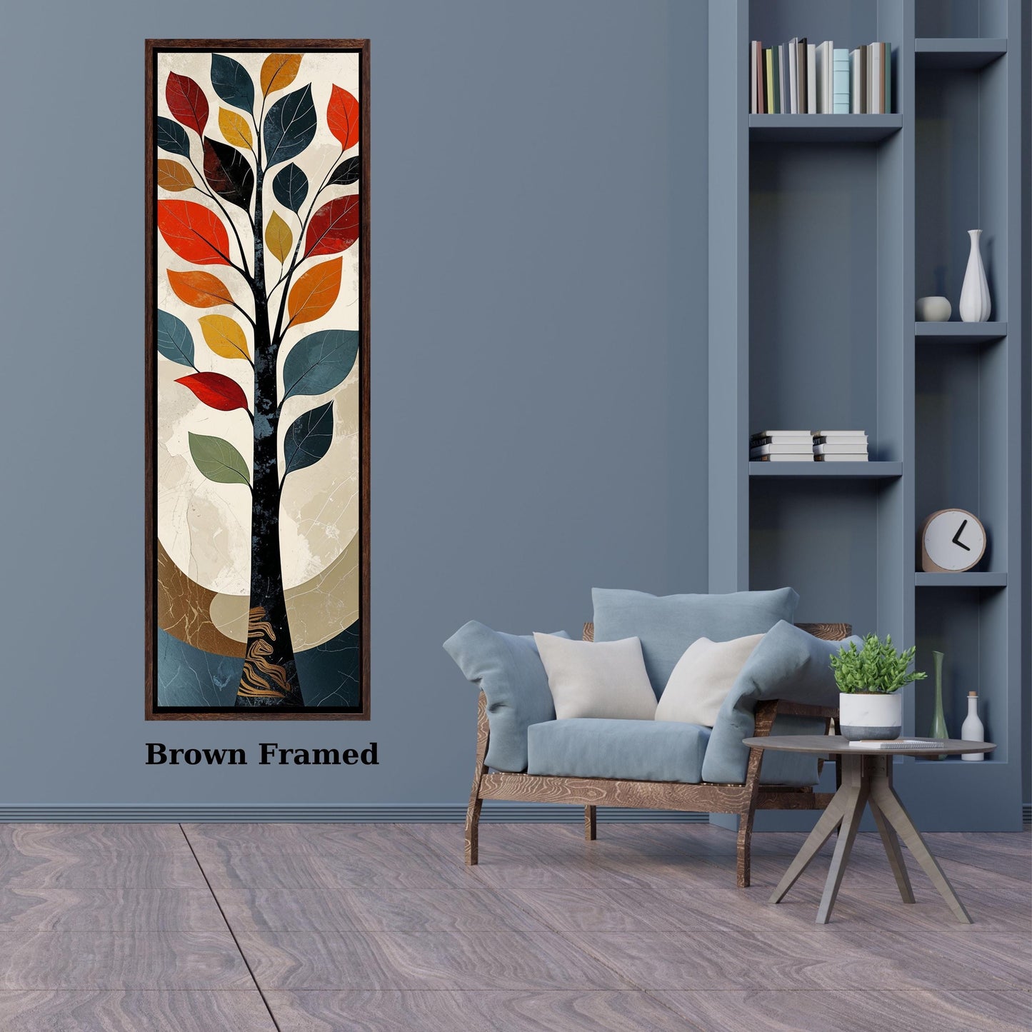 Long Narrow Canvas Wall Art Vertical Nature Print Tall Modern sun Tree or Mountain Wall Decor for Hallway,Entryway Small Space Styling Print
