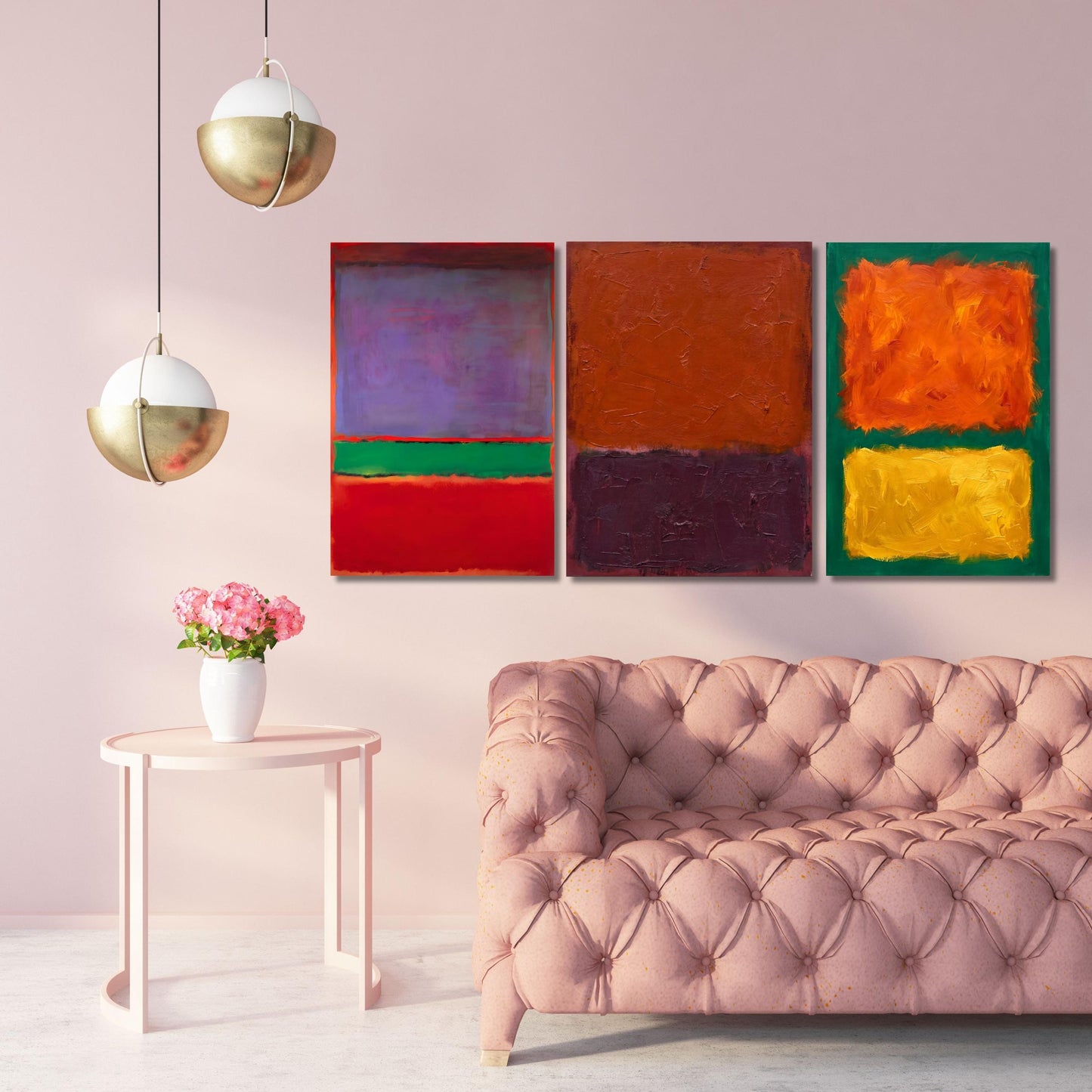 Set of 3 Rothko Style Abstract Canvas Prints: Minimalism Painting