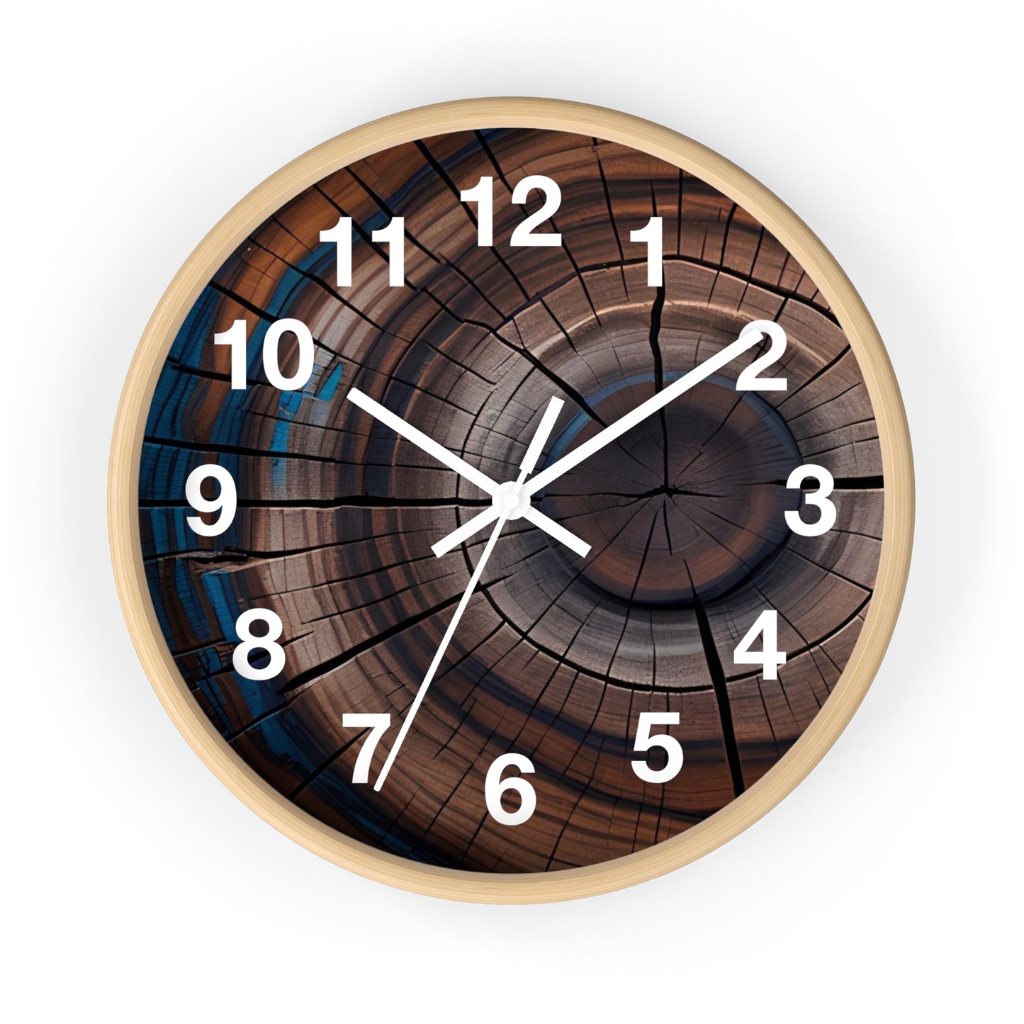Wood Grain Target Clock wall clock | Rustic Tree Ring Design, Modern Numerals