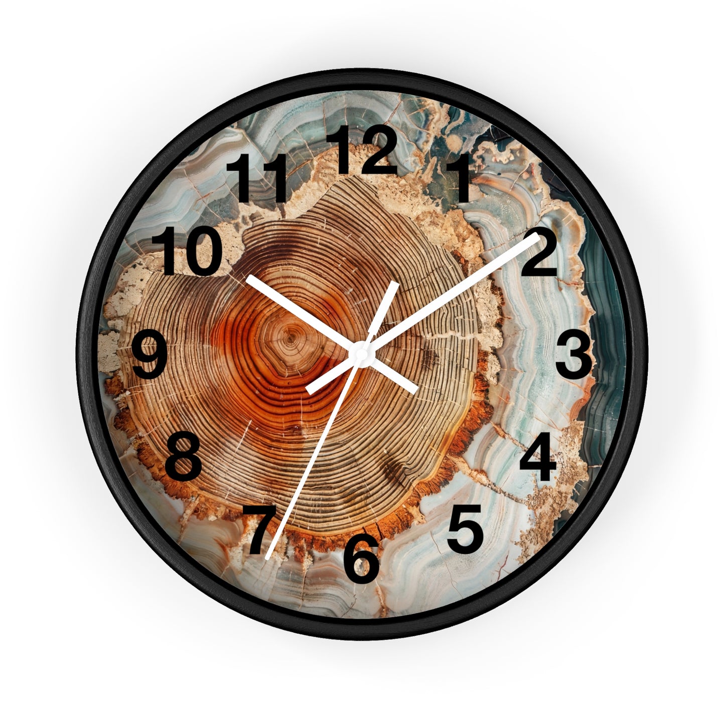 Agate Slice Tree Ring Wall Clock | Wood Grain Geode Home Decor