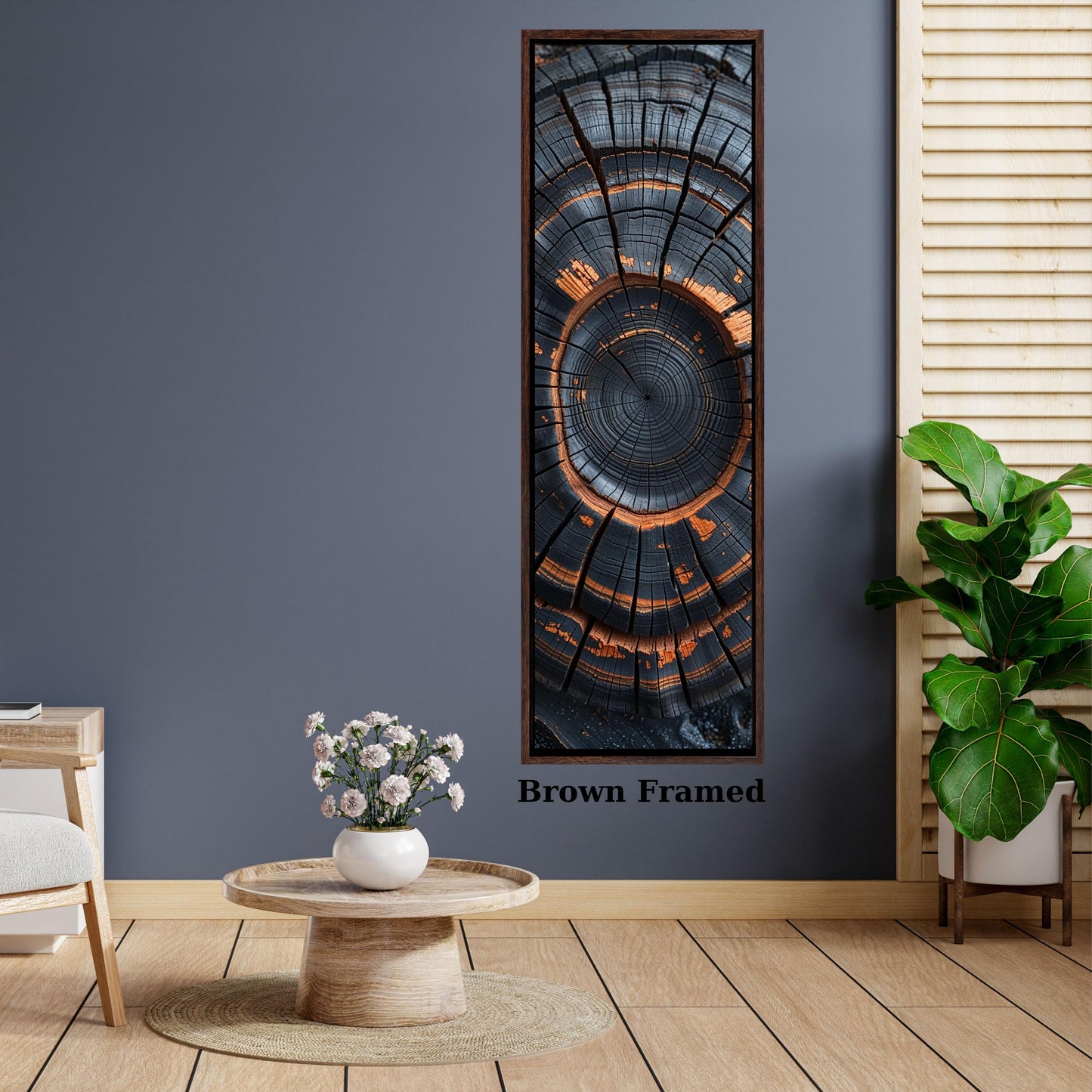 Long Narrow Tree Rings Canvas Wall Art Elegant Natural Wall Art Great Design  Echo Tree Ring Print of stump, Tall and Thin Canvas art print