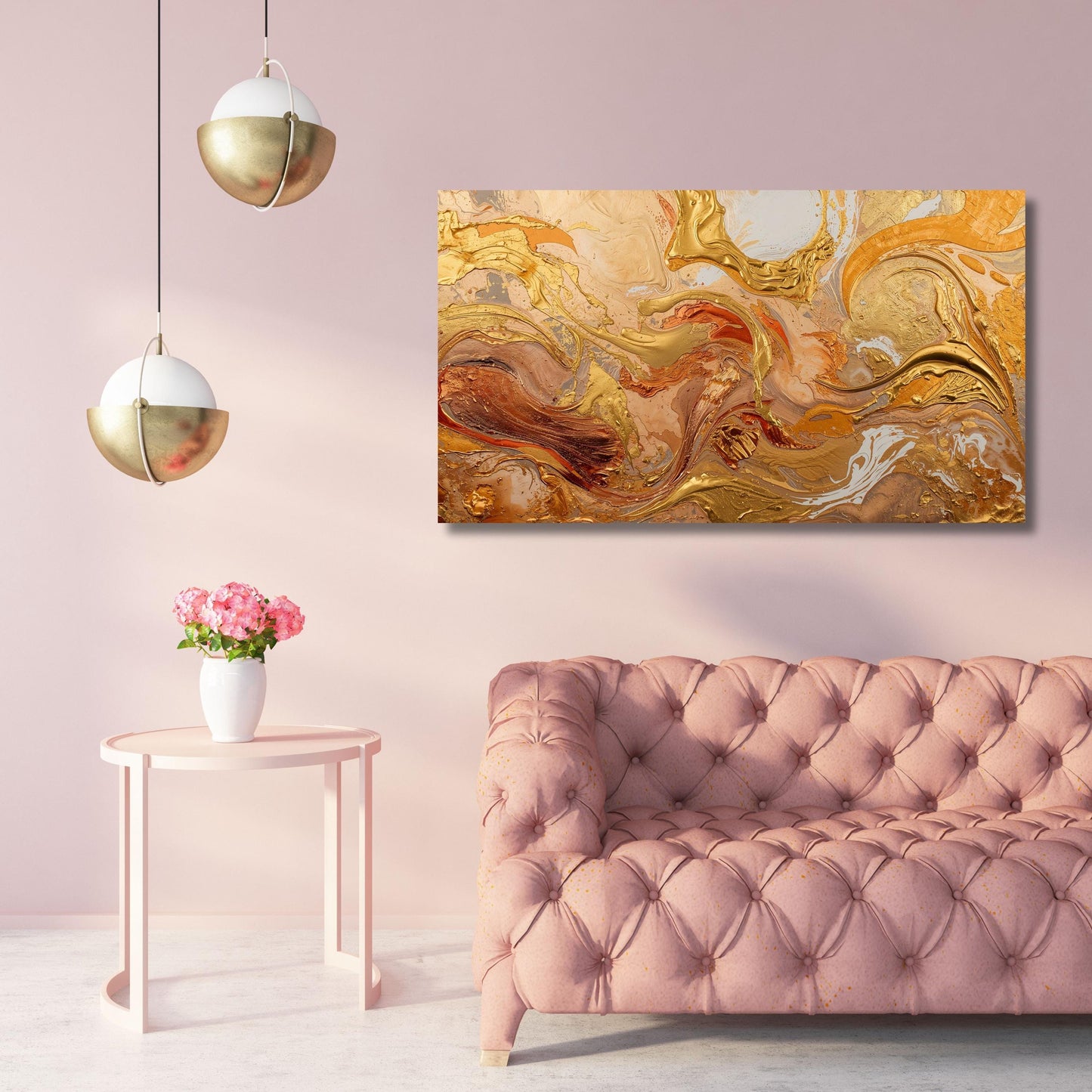 Gold and Copper Abstract Canvas Wall Art, Modern large copper artwork Print, Elegant Large Wall Decor, Luxury Textured Art for Living Room