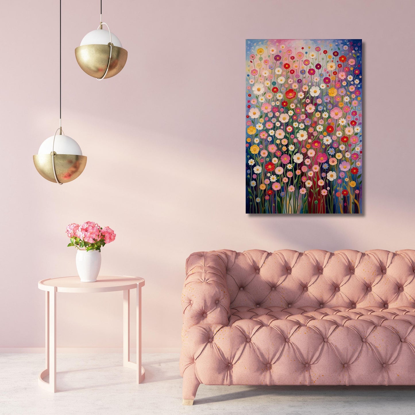 Gustav Klimt Vertical Floral Wall Art,Flower Garden Canvas Print, Mid Century Botanical Art, Klimt Museum Poster, Art Nouveau Decor Gift art