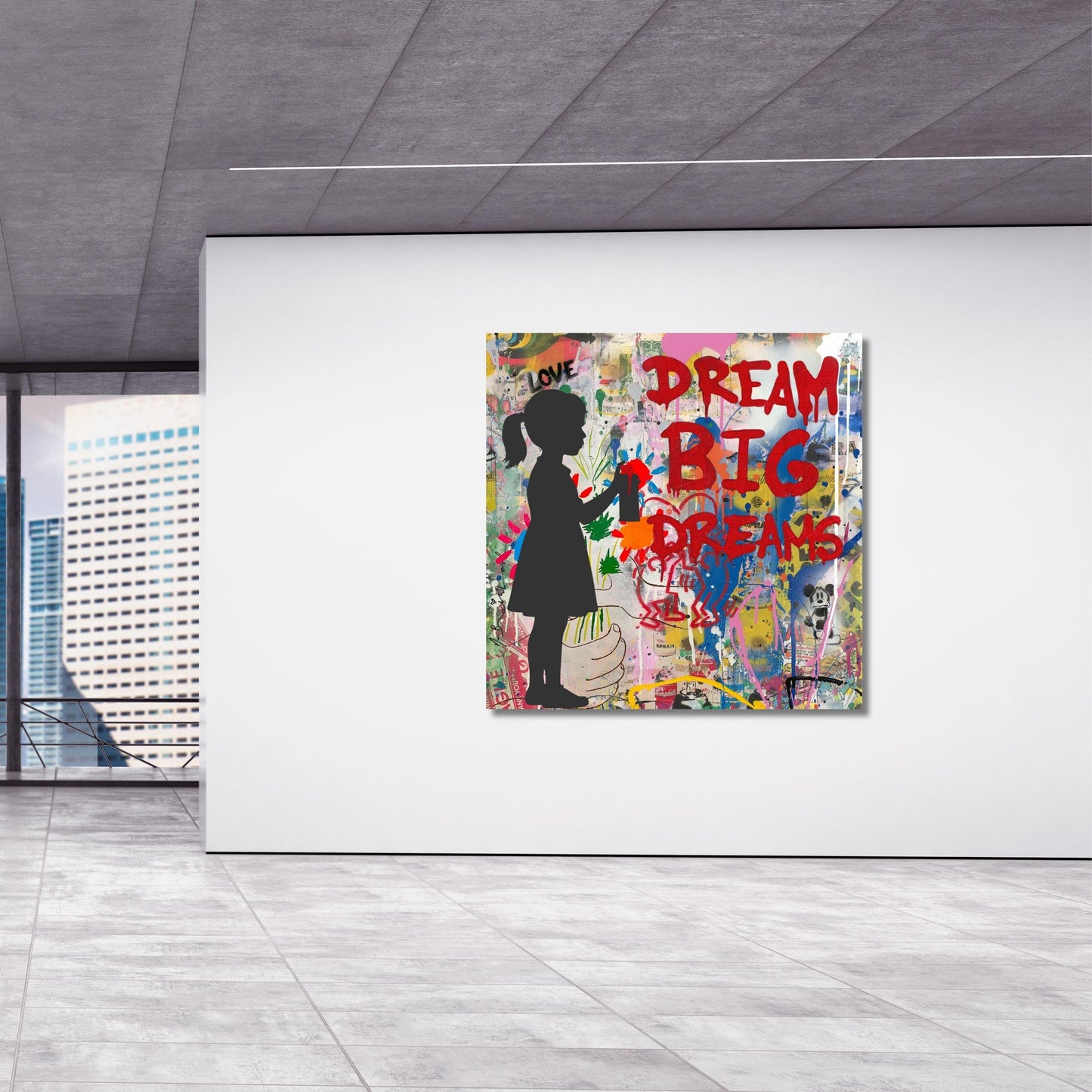 Banksy Dream Big Girl Canvas Wall Art, Graffiti Street Art Print, Framed Banksy Poster, Urban Modern Wall Decor, Wall Hangings art