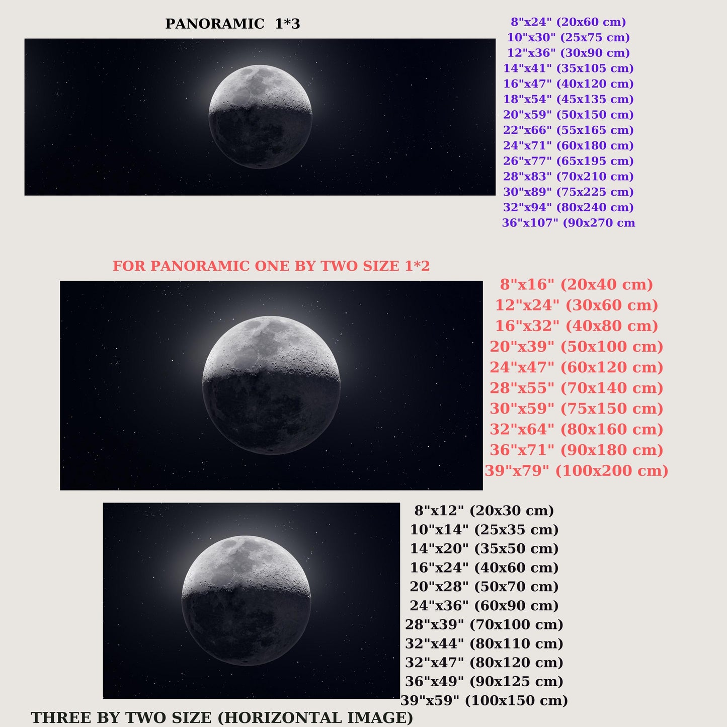 Panoramic Moon Canvas Art: NASA Full Moon Poster, Space Print