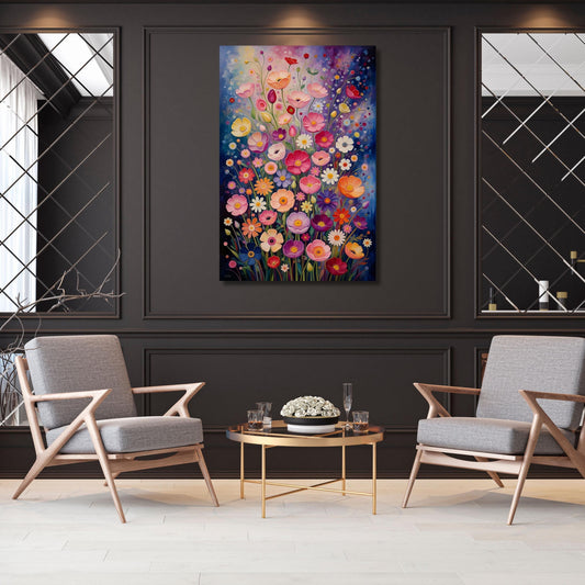 Gustav Klimt Vertical Floral Wall Art,Flower Garden Canvas Print, Mid Century Botanical Art, Klimt Museum Poster, Art Nouveau Decor Gift art