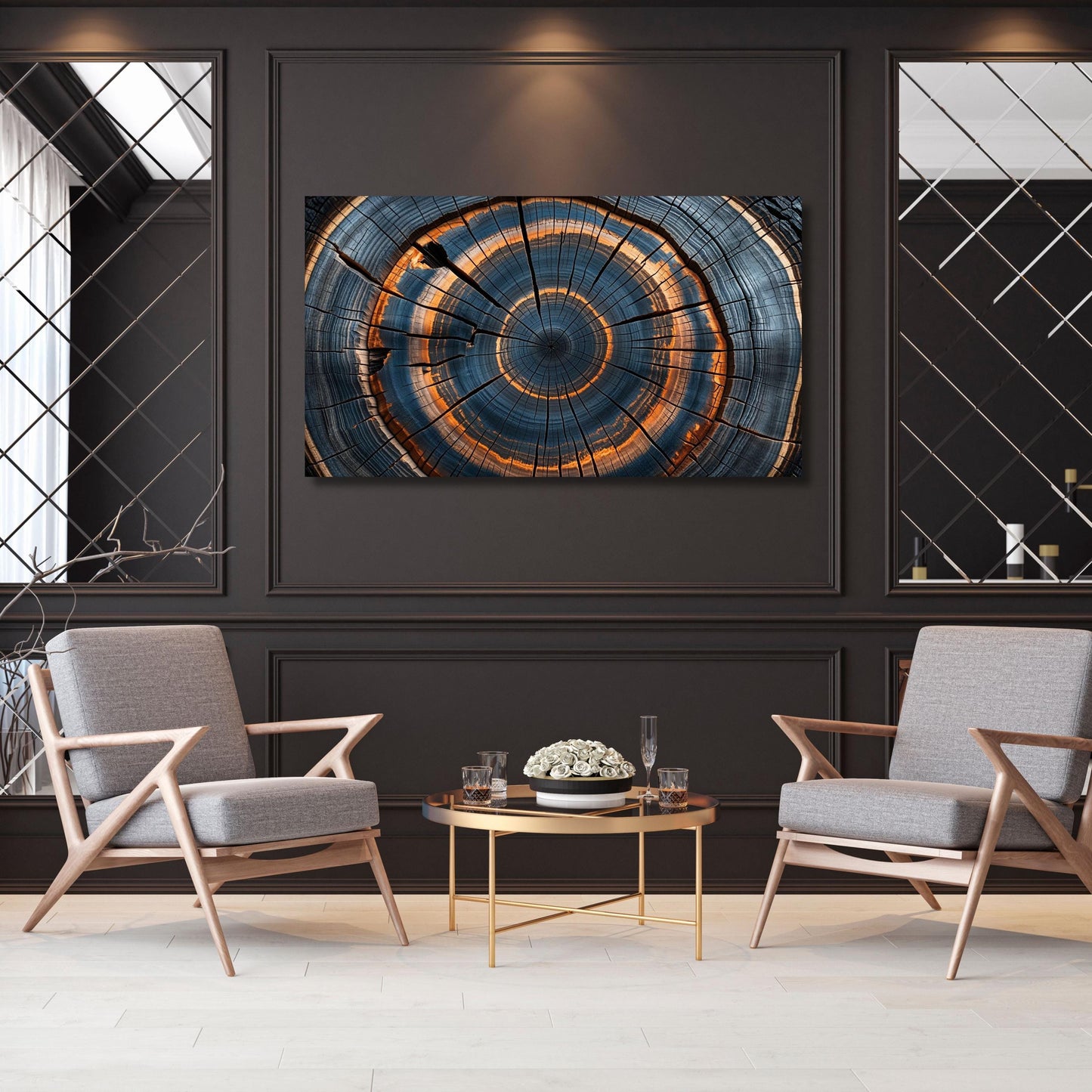 Colorful Tree Rings Canvas Wall Art Tree Rings Print Elegant Natural Wall Art  Echo Reduction  Modern Farmhouse Living Room Canvas Print