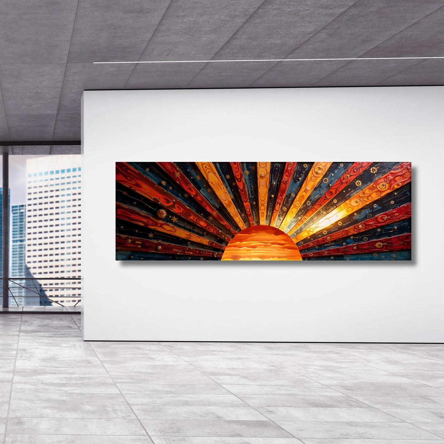 Sunrise Wood Look Wall Art Above Bed Decor Print Canvas Wood Long Sunlight Bedroom Wall Hanging Sunrise Sun Canvas Wall Office Print gift