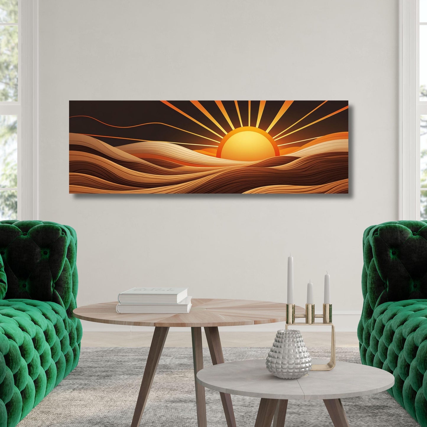 Sunrise Wood Look Canvas Wall Art Rustic Above Bed Decor Sunlight Print for Bedroom or Office – Natural Gift Idea for Home Lovers Print gift