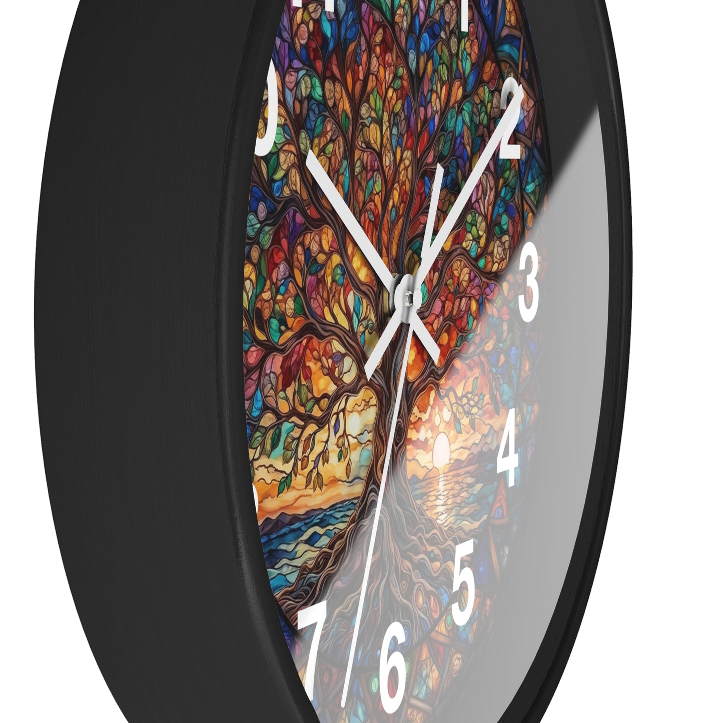 Stained Glass Tree of Life Wall Clock | Colorful Sunset Decor