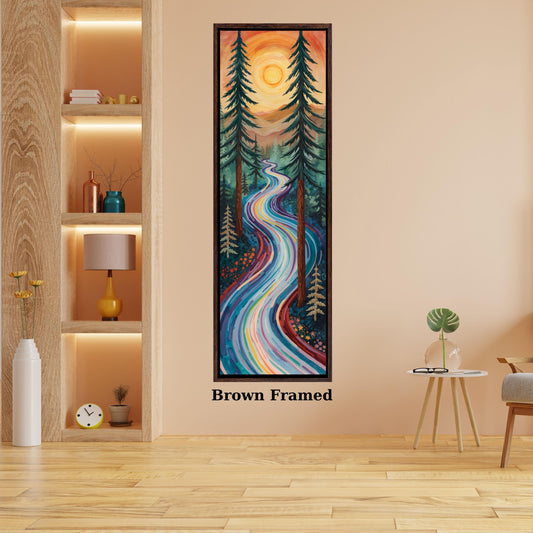 Long Narrow Canvas Wall Art Vertical Nature Print Tall Modern sun Tree or Mountain Wall Decor for Hallway,Entryway Small Space Styling Print