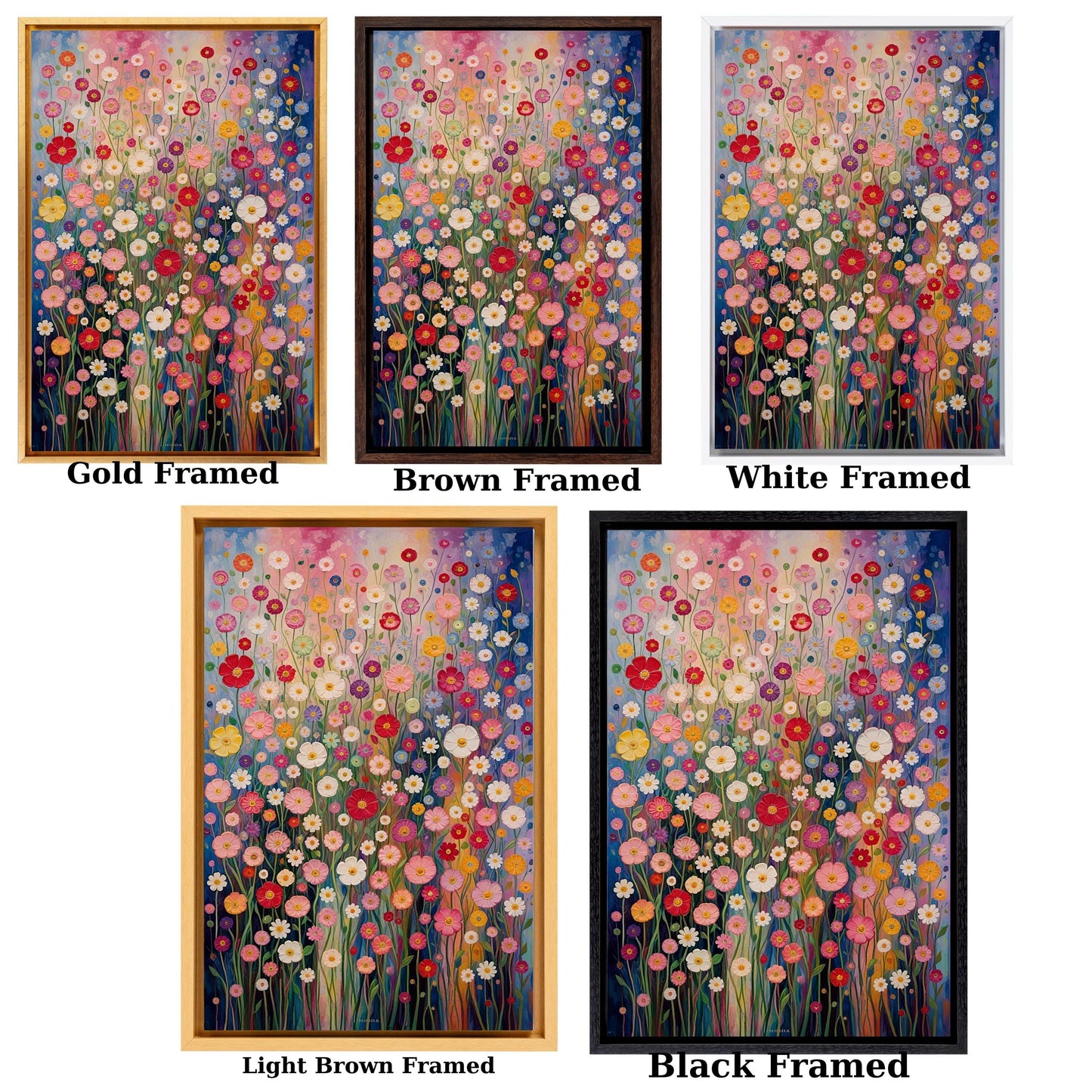 Gustav Klimt Vertical Floral Wall Art,Flower Garden Canvas Print, Mid Century Botanical Art, Klimt Museum Poster, Art Nouveau Decor Gift art