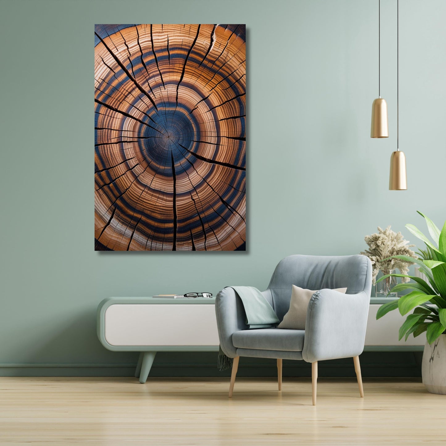 Abstract Tree Ring Canvas Art: Modern Farmhouse Wall Decor